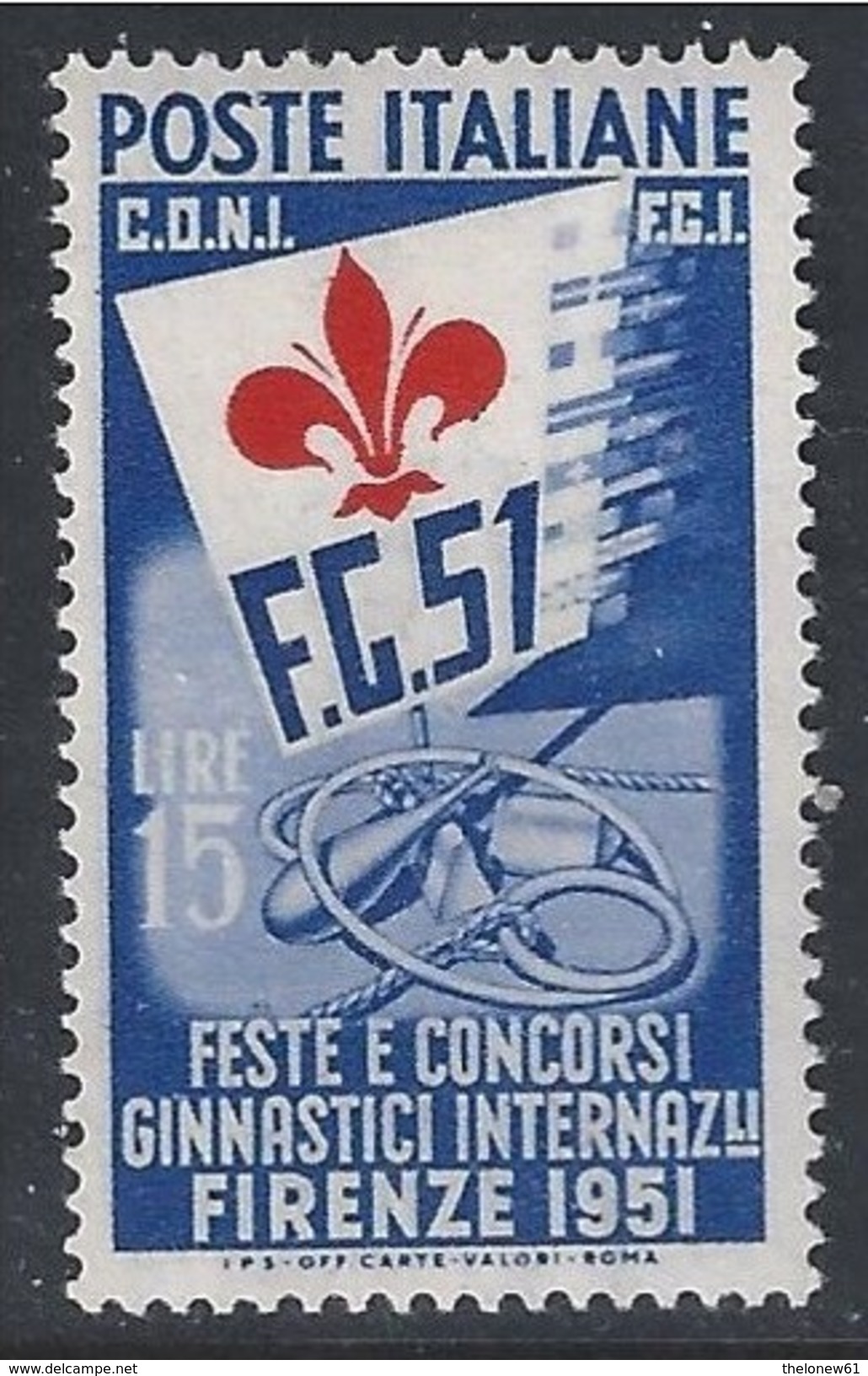 Italia Italy 1951 Feste E Concorsi Ginnici Internazionali L15 Sa N.663 Nuovo MH * - 1946-60: Nuovi