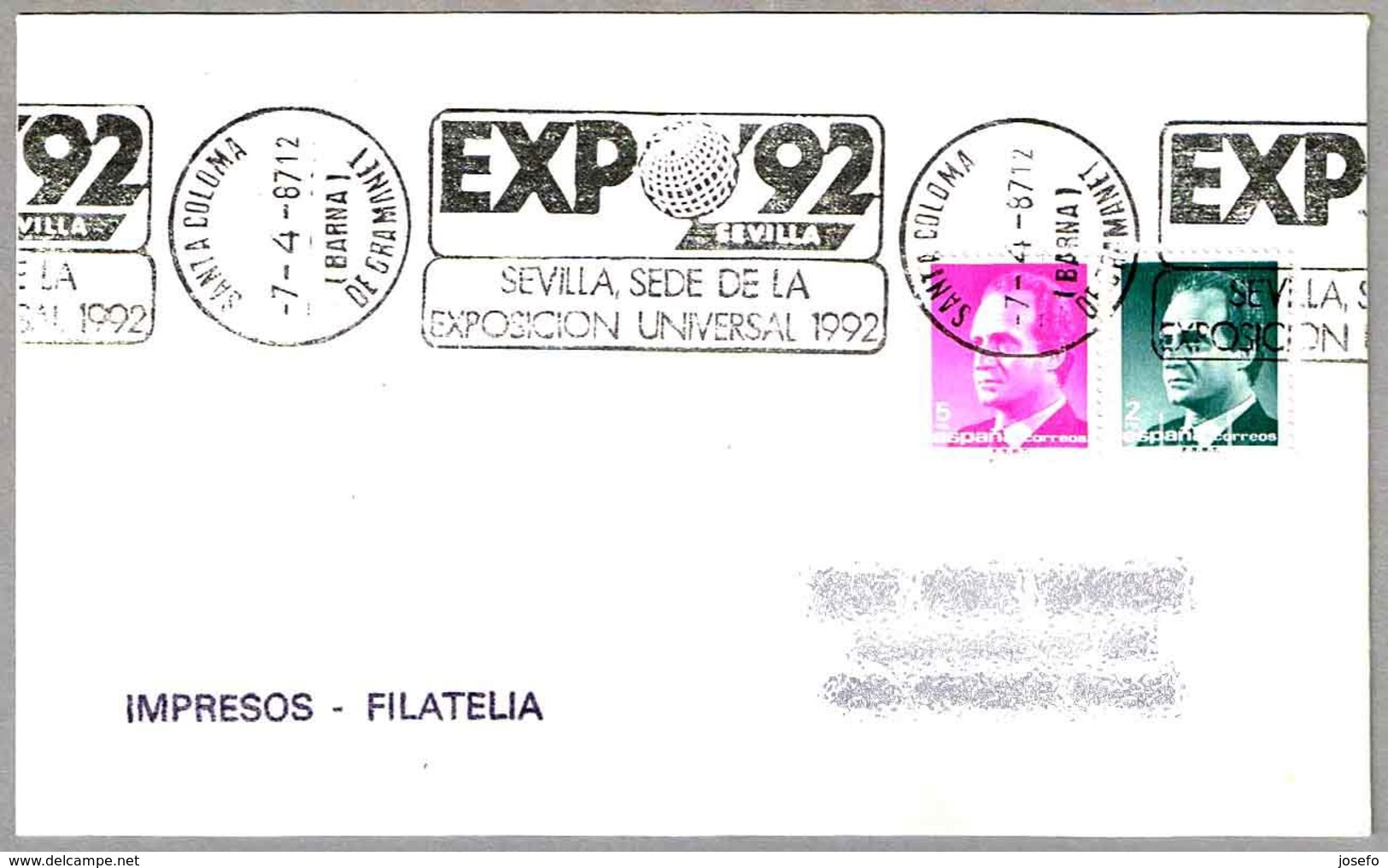 EXPO'92 - SEVILLA. Santa Coloma De Gramanet 1987 - 1992 – Sevilla (España)
