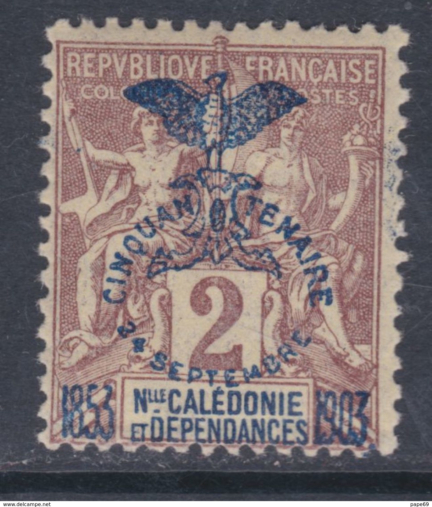 Nlle Calédonie N° 68 X  : Cinquantenaire Présence Française : 2 C. Trace De Charnière Sinon TB - Unused Stamps