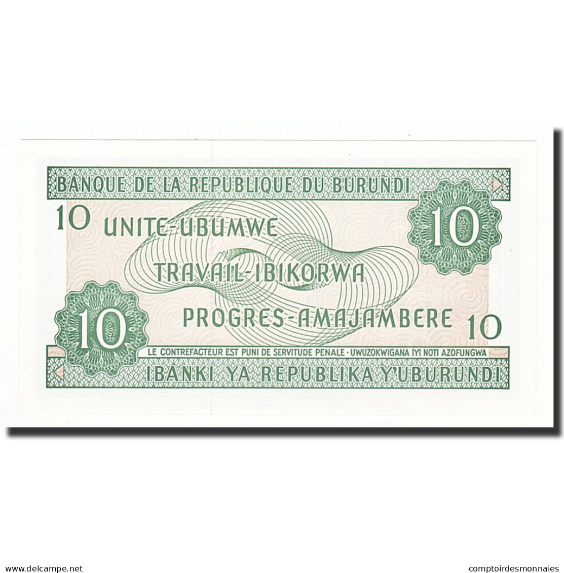 Billet, Burundi, 10 Francs, 1997-02-05, KM:33d, NEUF - Burundi