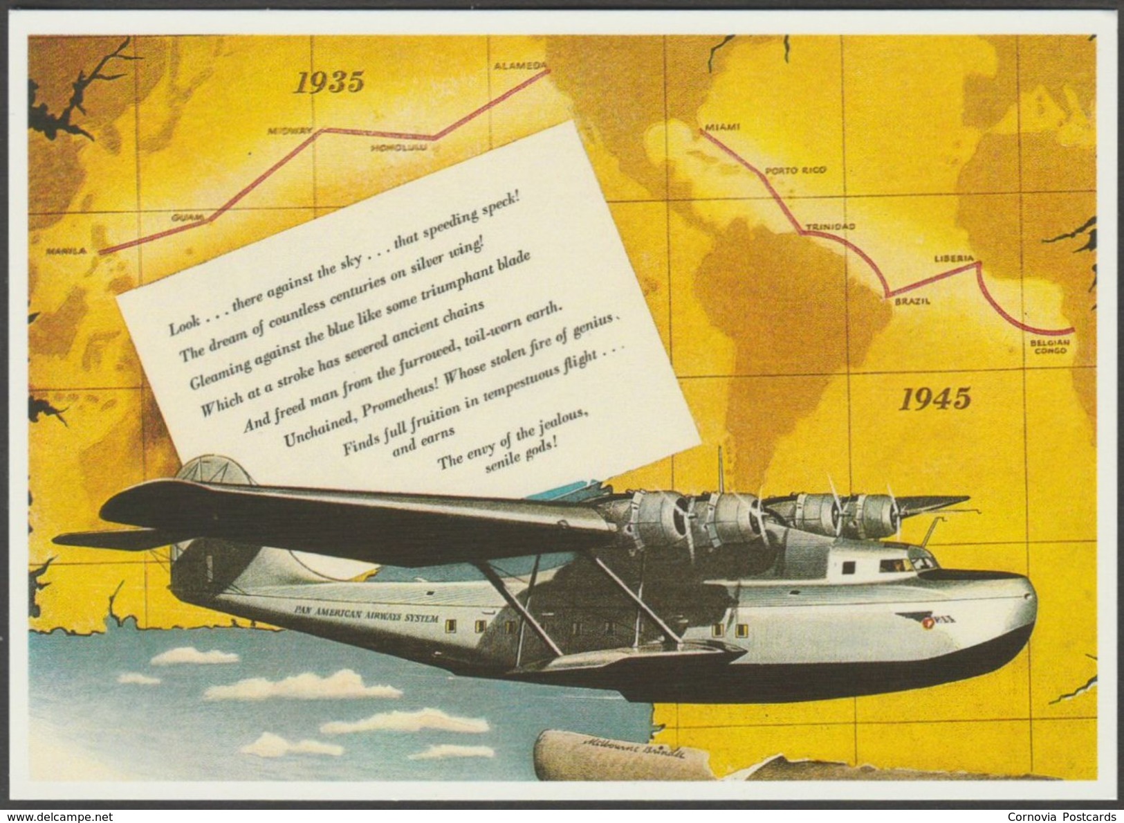 Martin M-130 'China Clipper' - Vintage Ad Gallery Postcard - 1919-1938: Between Wars