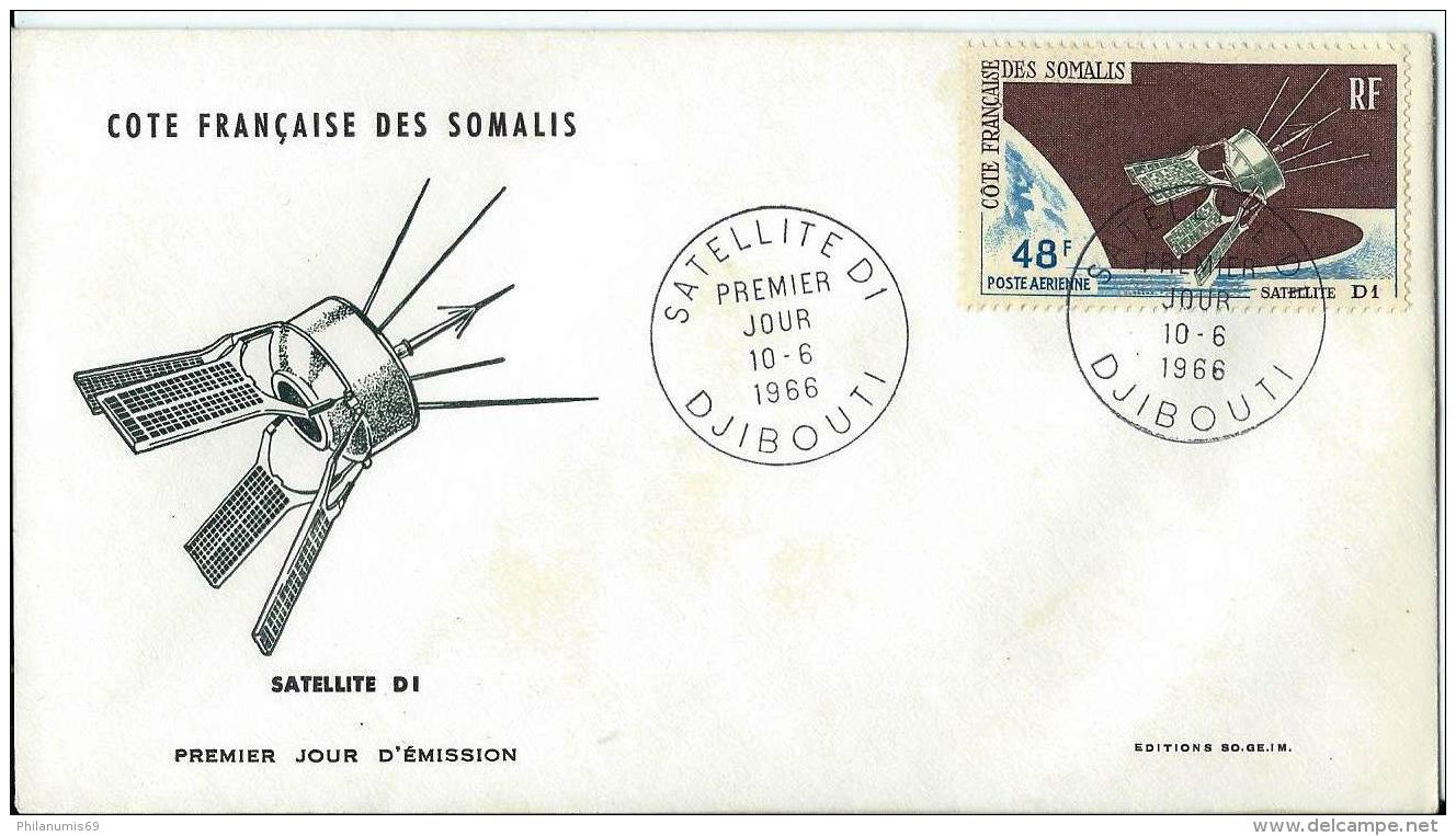 COTE DES SOMALIS 1966 - YT PA N° 48 FIRST DAY COVER - Storia Postale