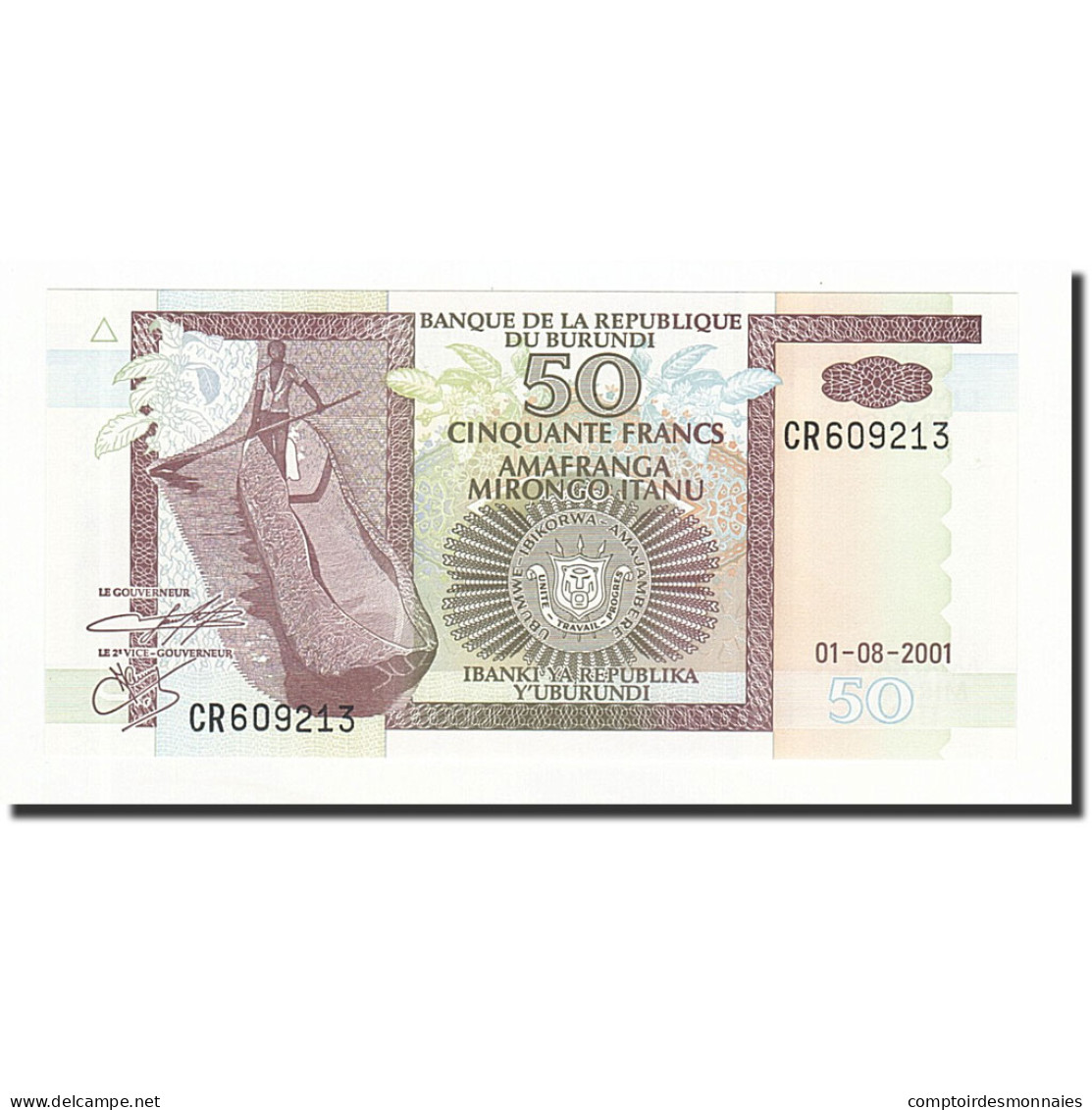 Billet, Burundi, 50 Francs, 2001-08-01, KM:36c, NEUF - Burundi