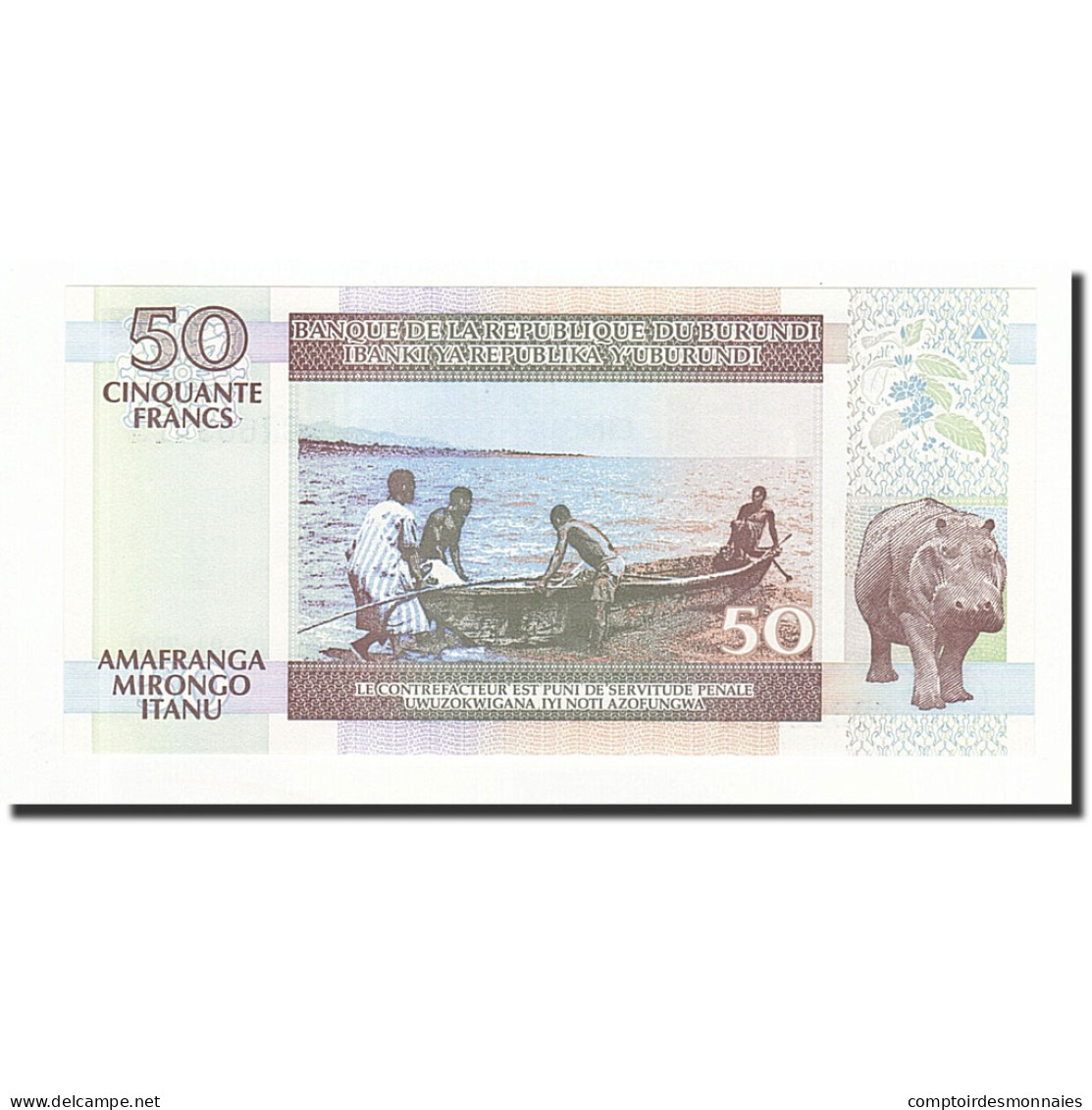 Billet, Burundi, 50 Francs, 2001-08-01, KM:36c, NEUF - Burundi