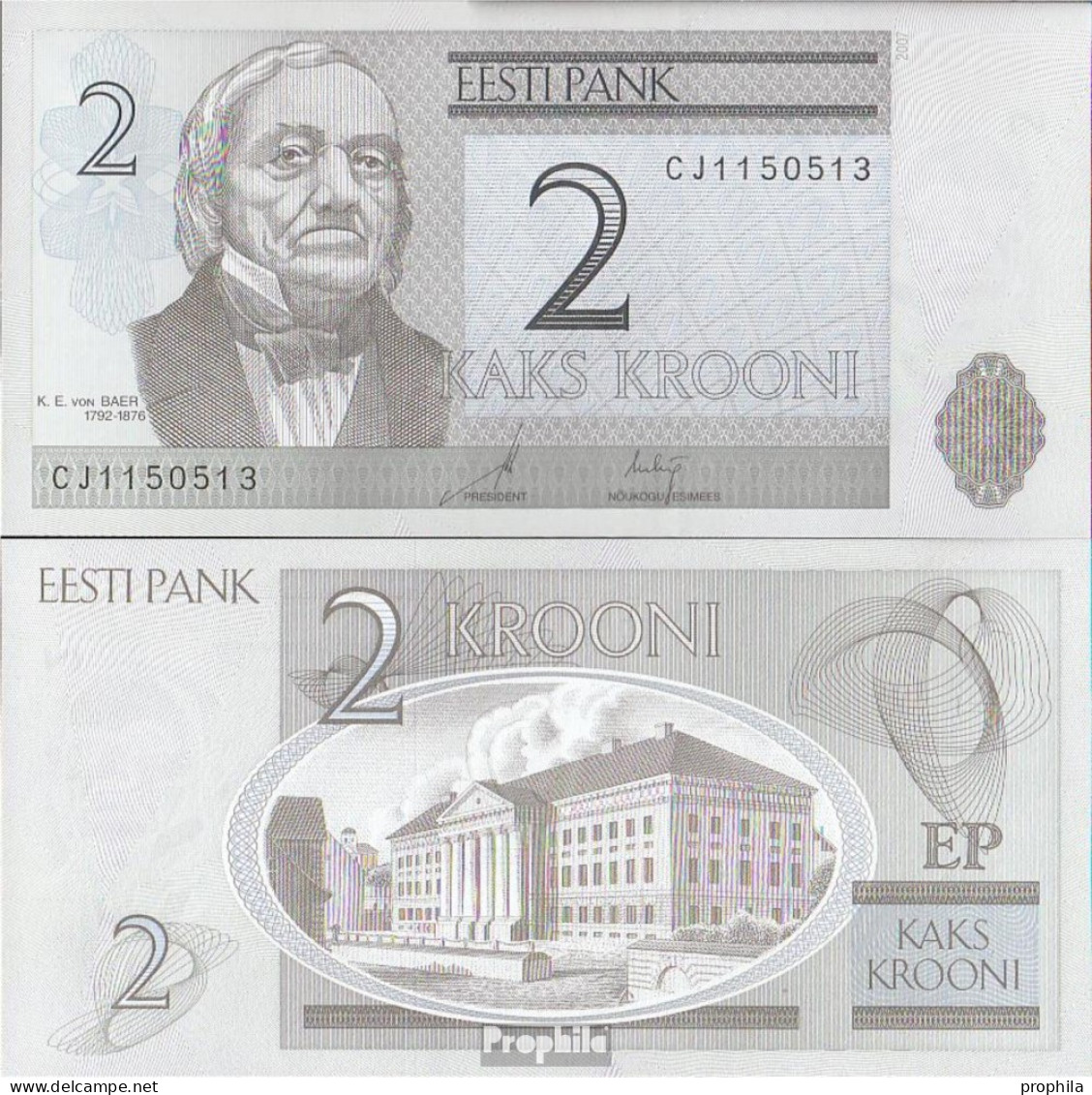 Estland Pick-Nr: 85b Bankfrisch 2007 2 Krooni - Estonia