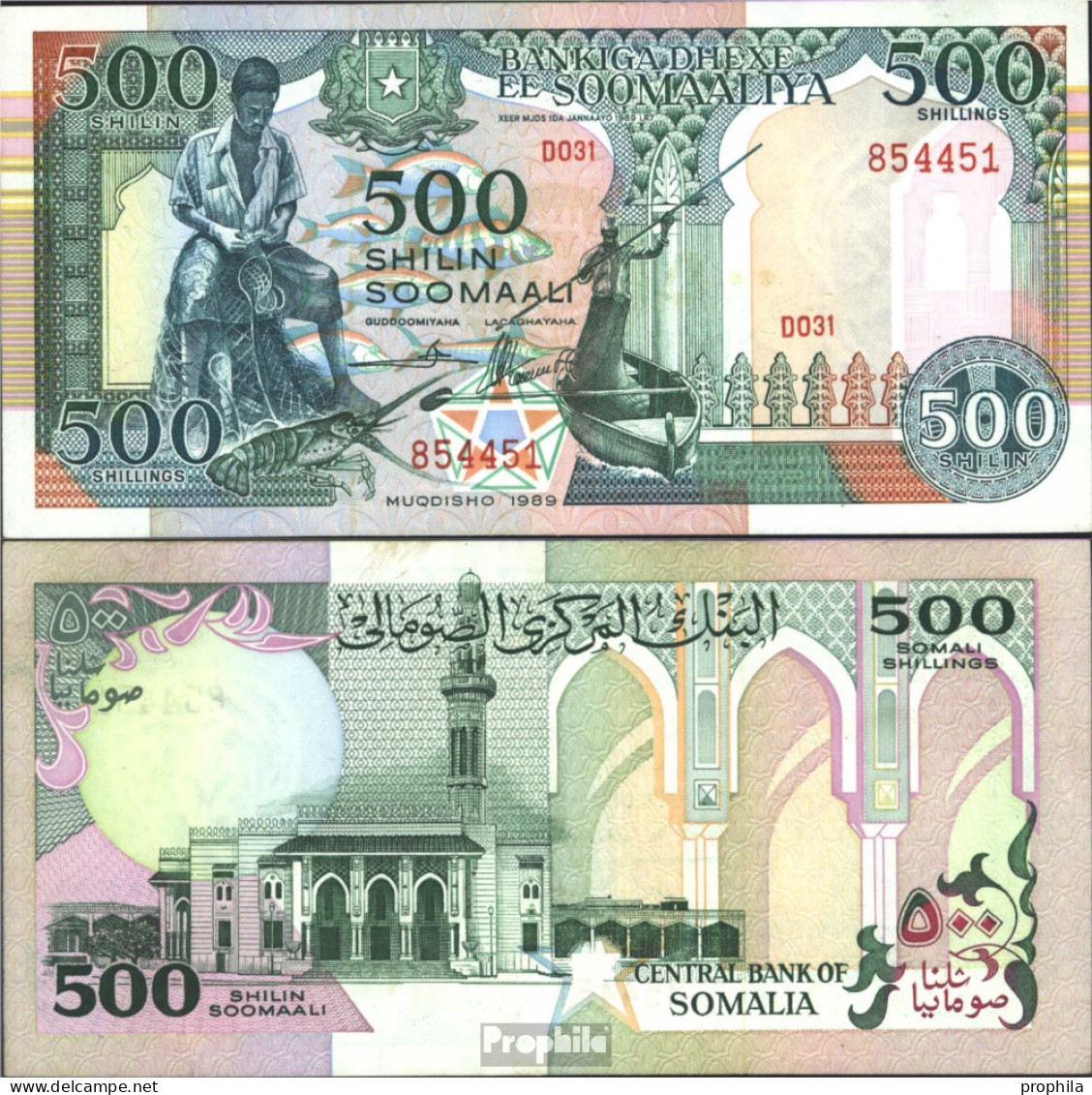 Somalia Pick-Nr: 36a Bankfrisch 1989 500 Shillings - Somalia
