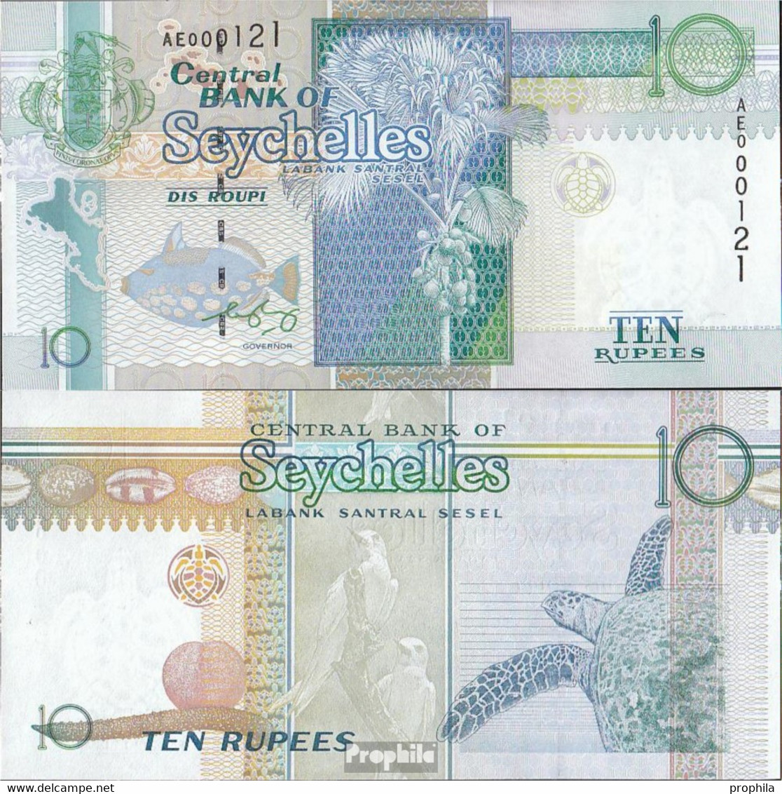 Seychellen Pick-Nr: 36b Bankfrisch 2010 10 Rupees - Seychellen