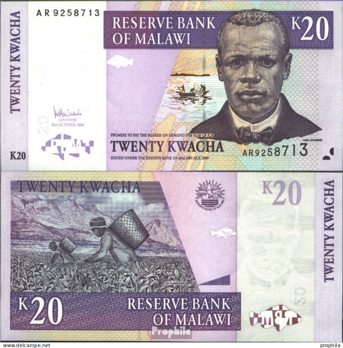 Malawi Pick-Nr: 52b Bankfrisch 2006 20 Kwacha - Malawi