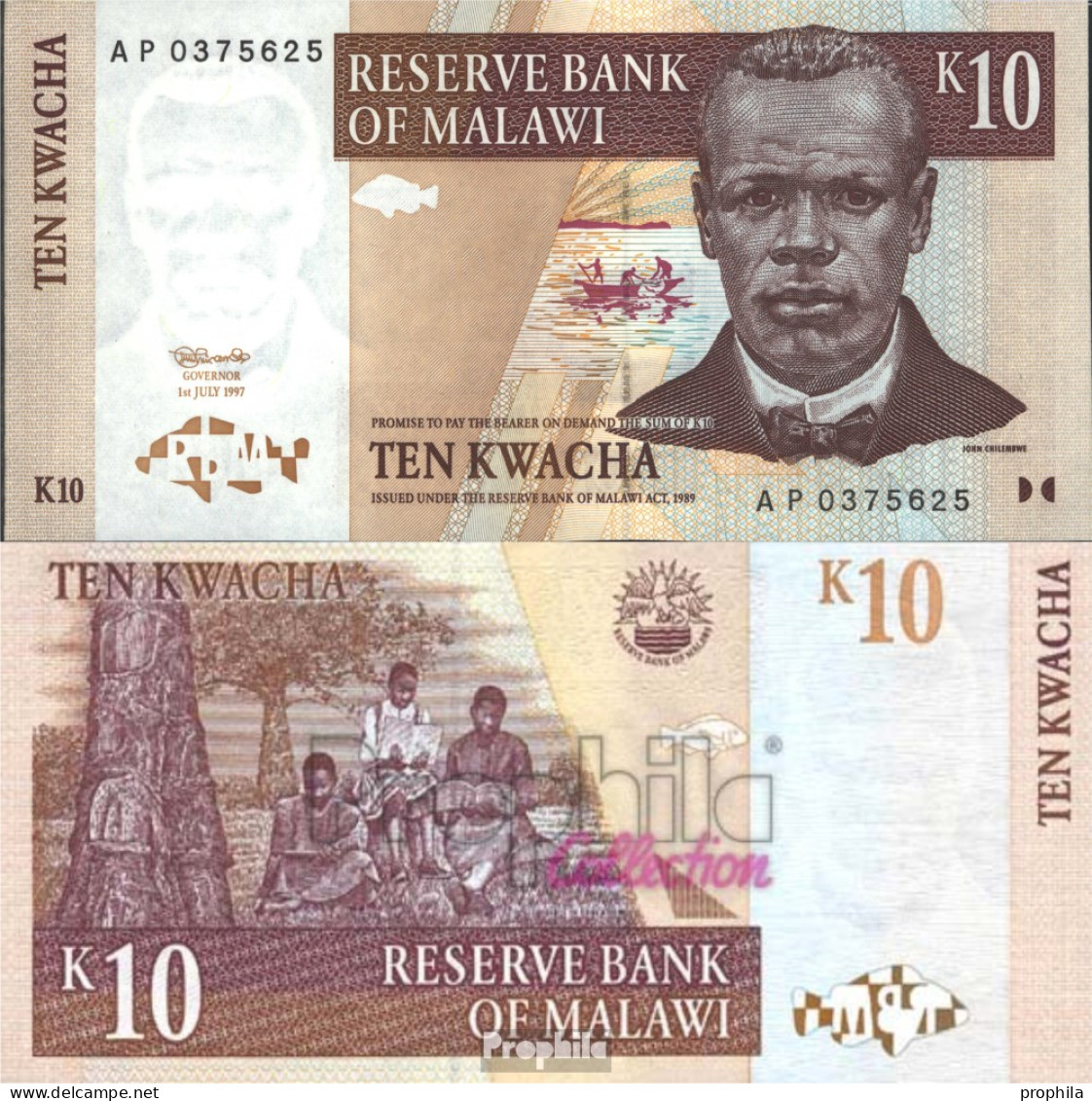 Malawi Pick-Nr: 37 Bankfrisch 1997 10 Kwacha - Malawi