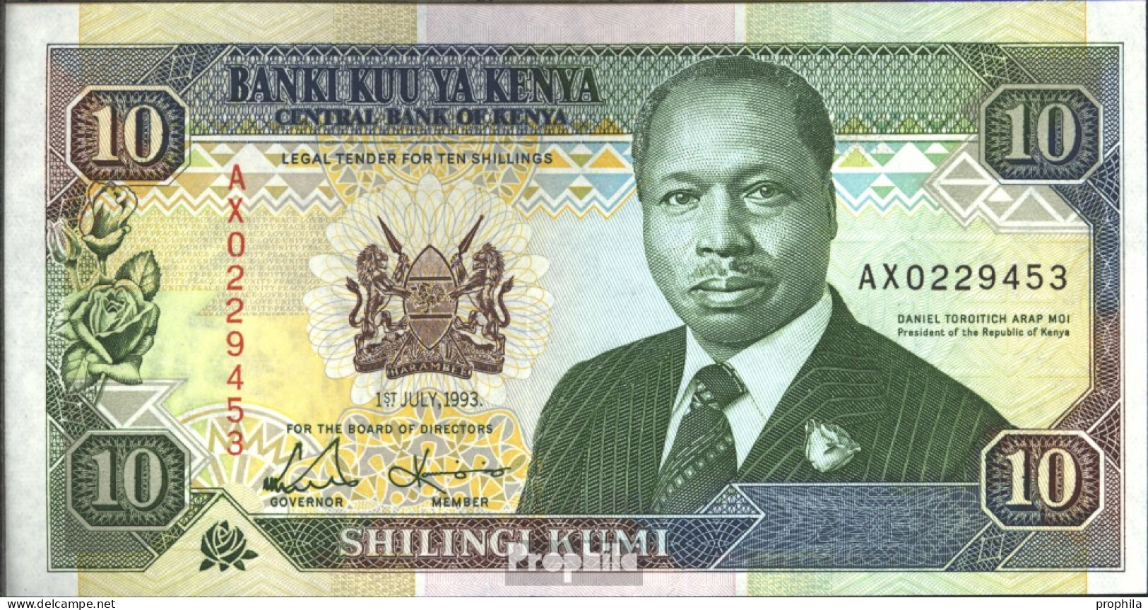 Kenia 24e Bankfrisch 1993 10 Shillings - Kenia