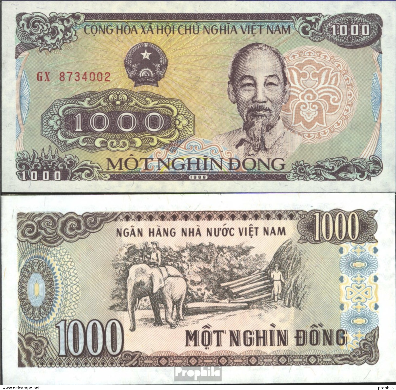 Vietnam Pick-Nr: 106a Bankfrisch 1988 1.000 Dong - Vietnam