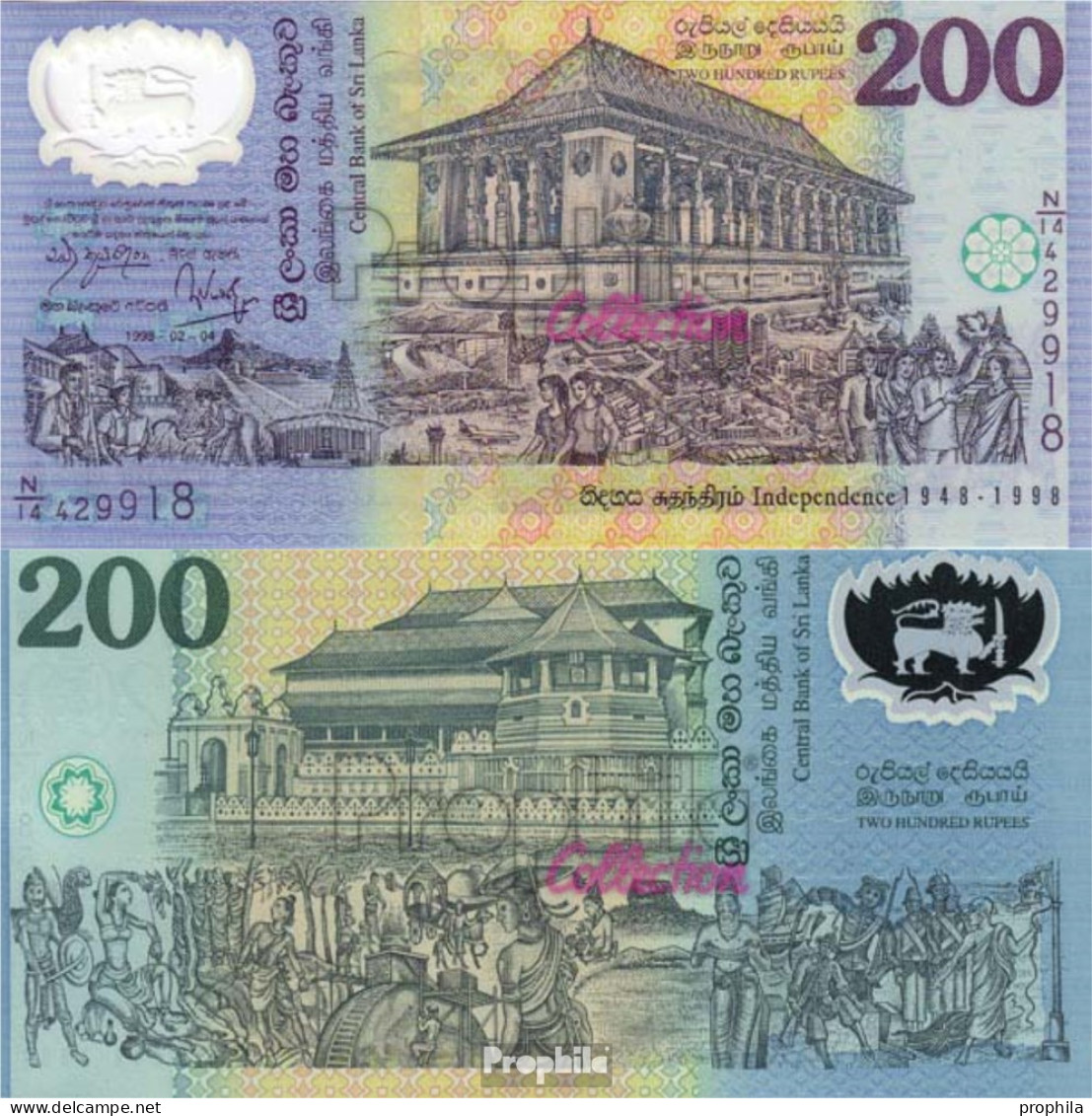 Sri Lanka Pick-Nr: 114b Bankfrisch 1998 200 Rupees - Sri Lanka