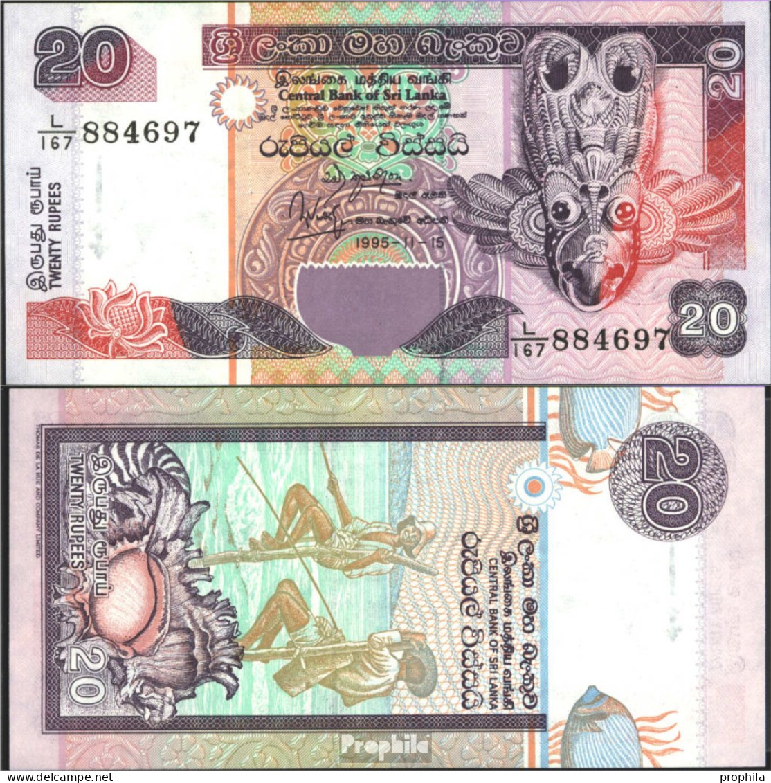 Sri Lanka Pick-Nr: 109a Bankfrisch 1995 20 Rupees - Sri Lanka
