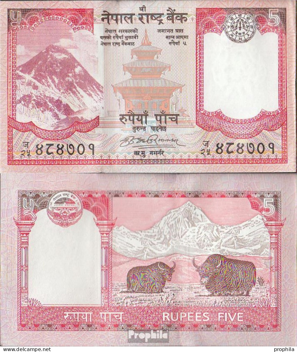 Nepal Pick-Nr: 60a, Signatur 17 Bankfrisch 2008 5 Rupees - Nepal