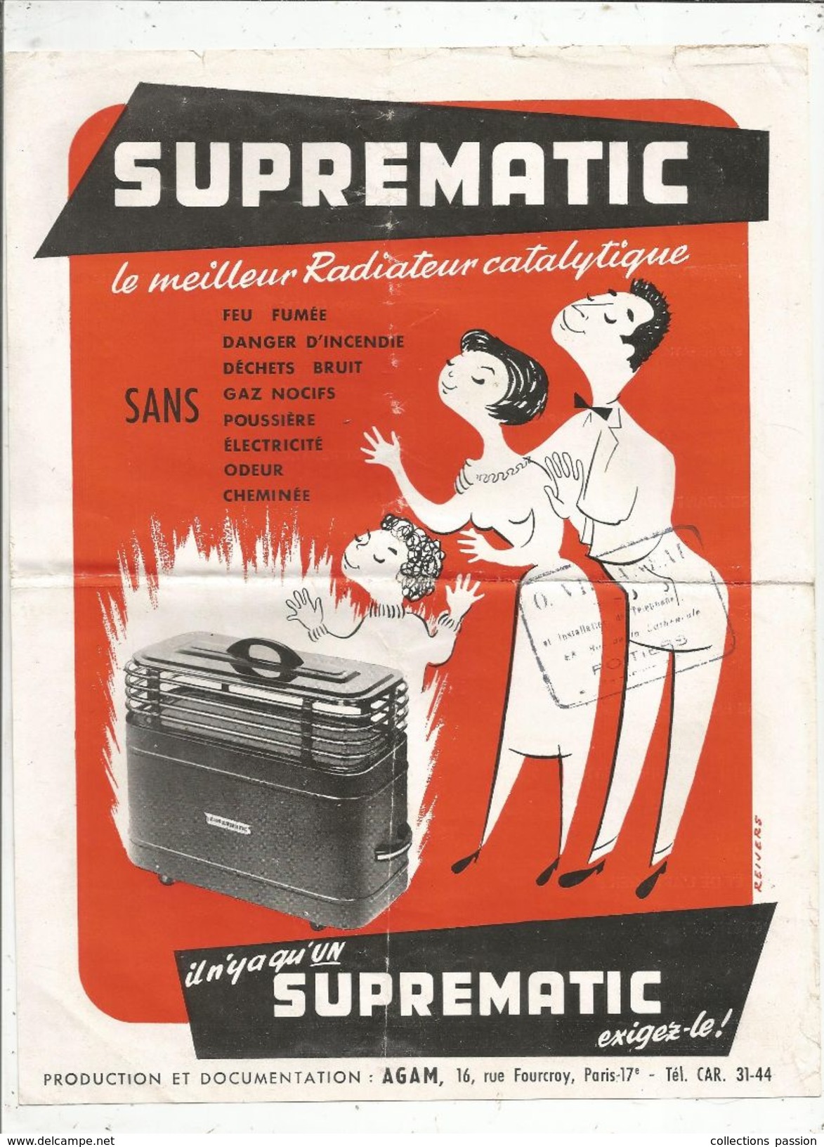 Publicité , SUPREMATIC , Radiateur Catalytique ,Agam ,Paris ,2 Scans , Frais Fr : 1.45e - Advertising