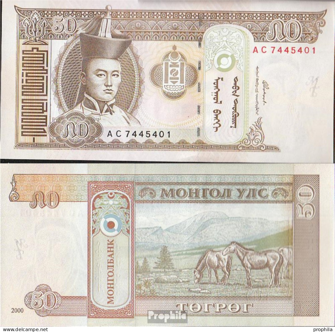 Mongolei Pick-Nr: 64a Bankfrisch 2000 50 Tugrik - Mongolei