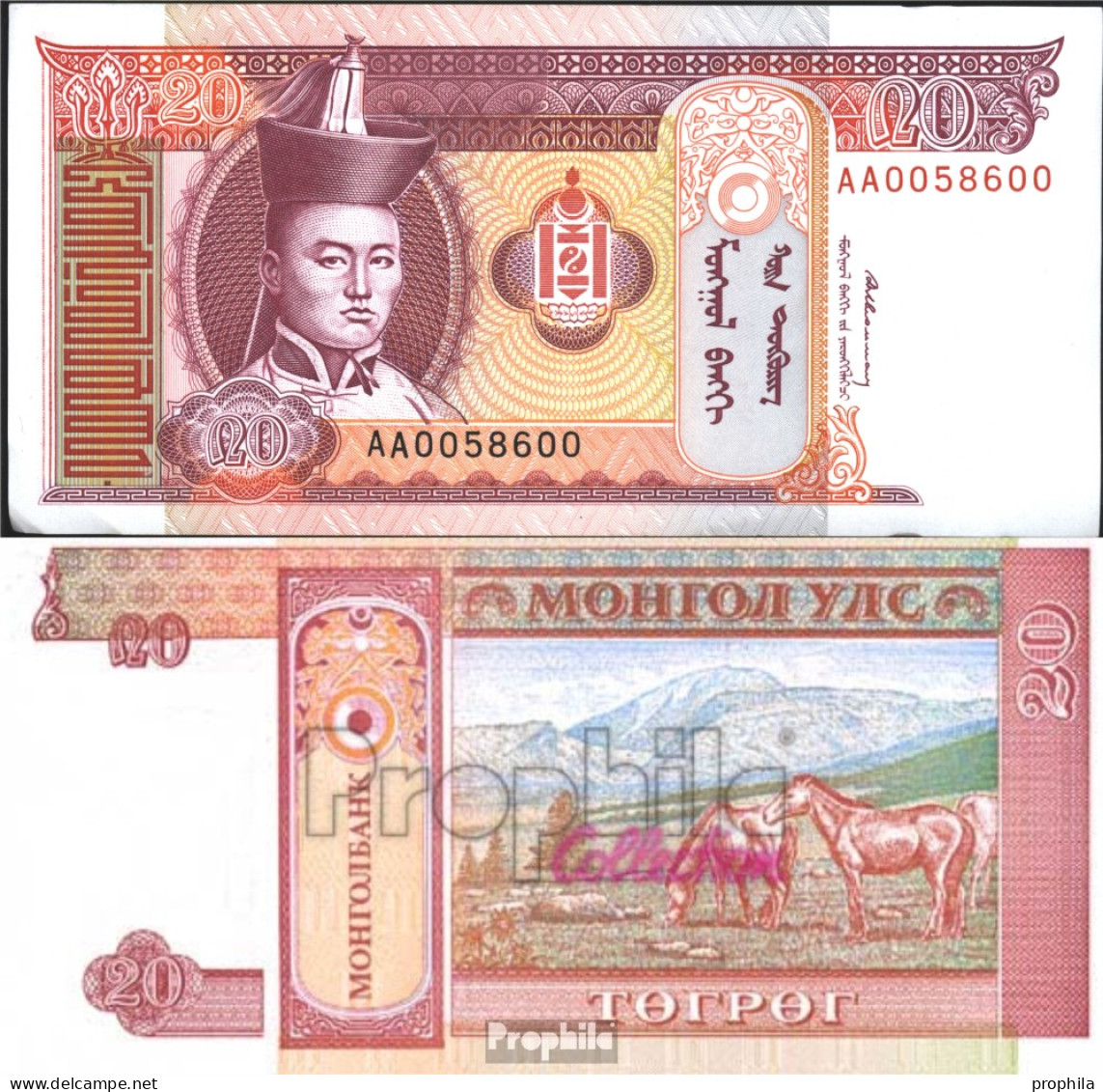 Mongolei Pick-Nr: 55 Bankfrisch 1993 20 Tugrik - Mongolei