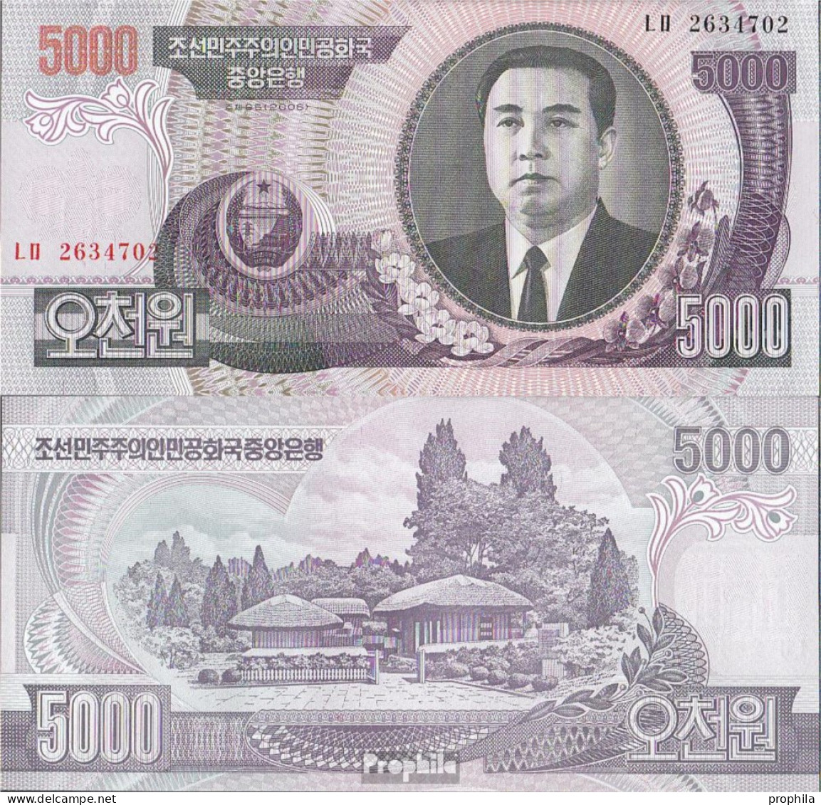 Nord-Korea Pick-Nr: 46c Bankfrisch 2006 5.000 Won - Korea (Nord-)