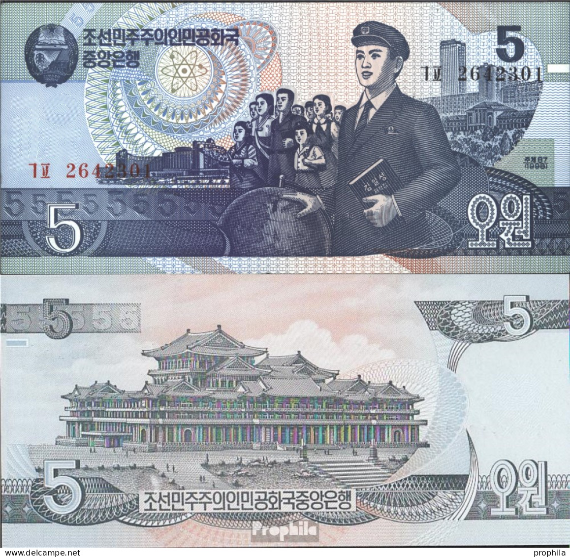 Nord-Korea Pick-Nr: 40b Bankfrisch 1998 5 Won - Korea (Nord-)