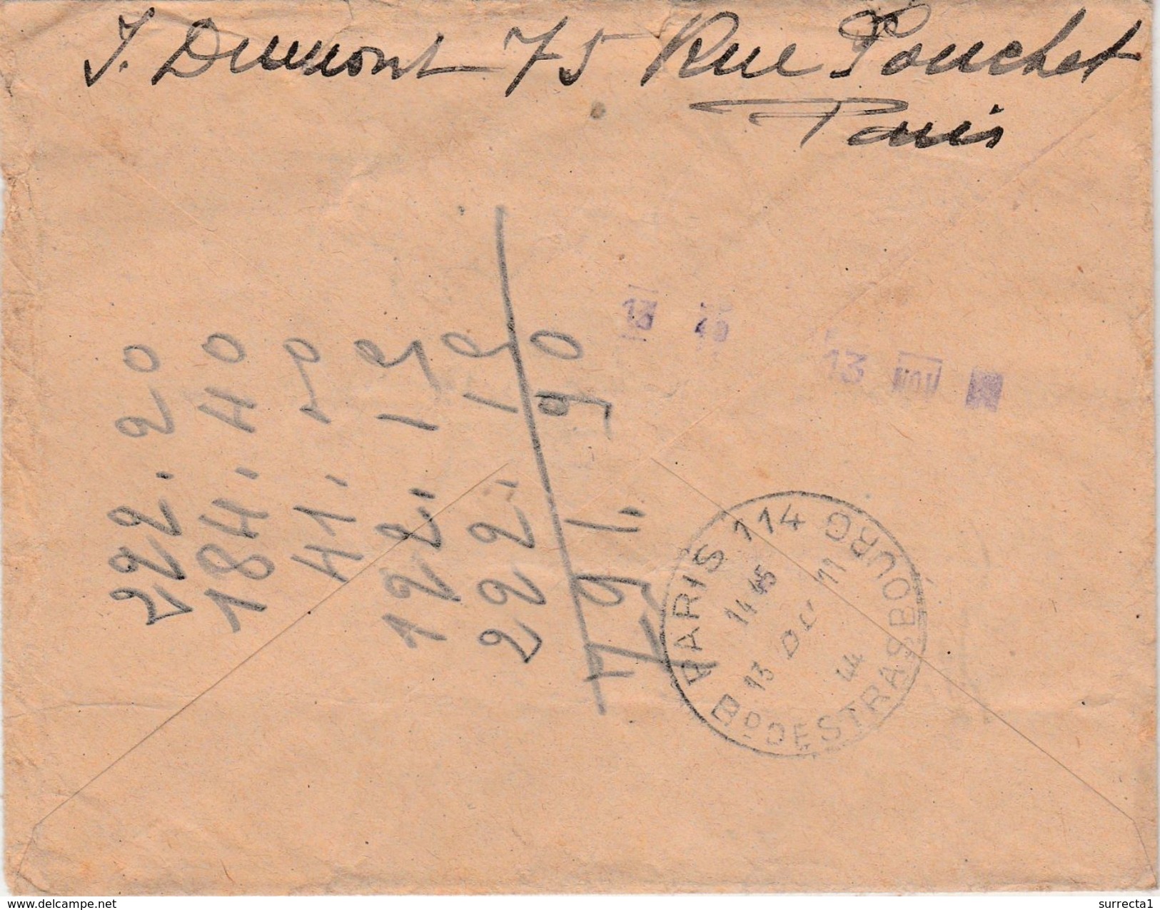 Enveloppe 1944 / Taxe / Pneumatique / Télégramme /  Paris 114 - Télégraphes Et Téléphones