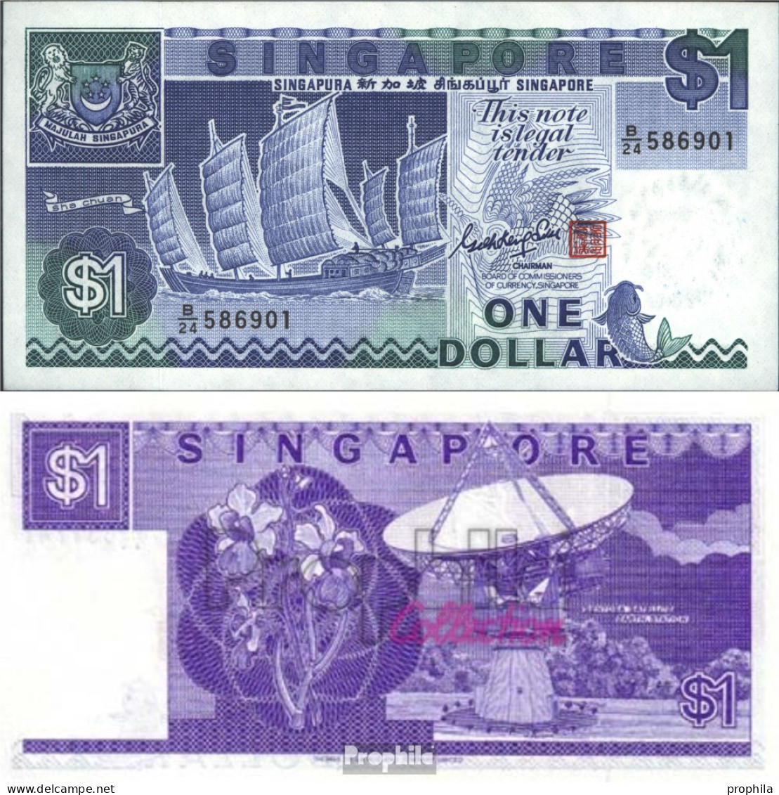 Singapur Pick-Nr: 18a Bankfrisch 1987 1 Dollar - Singapore