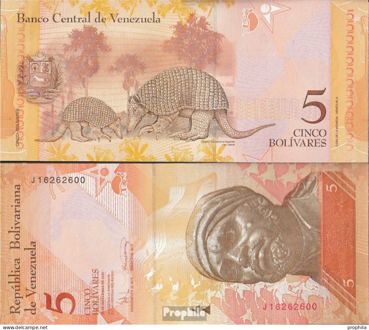 Venezuela Pick-Nr: 89c Bankfrisch 2008 5 Bolivares - Venezuela