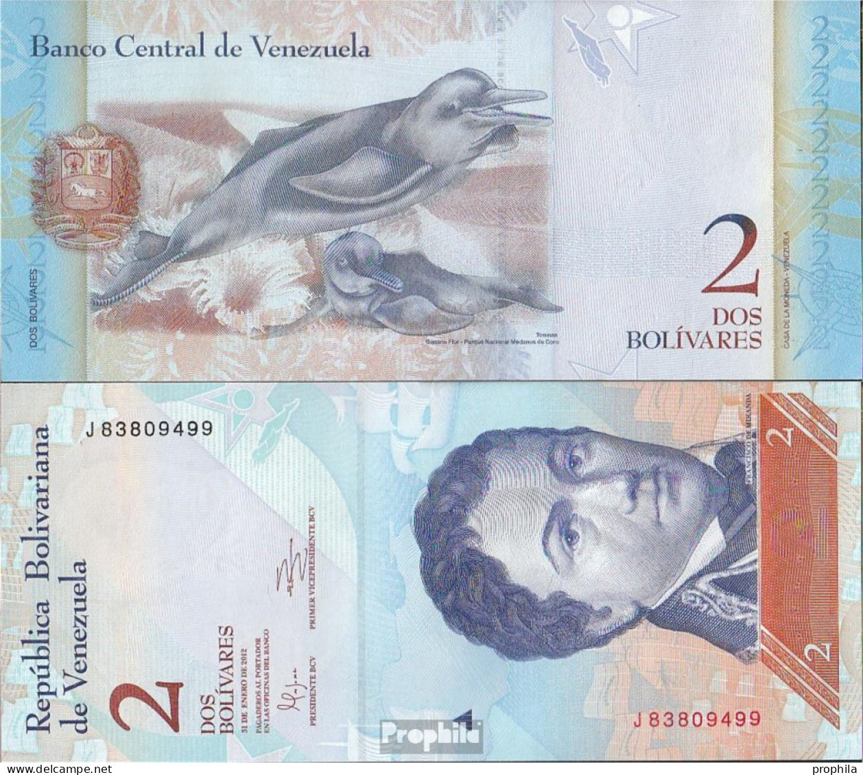 Venezuela Pick-Nr: 88d (31.01.2012) Bankfrisch 2012 2 Bolivares - Venezuela