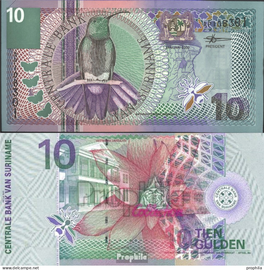 Suriname Pick-Nr: 147 Bankfrisch 2000 10 Gulden - Suriname