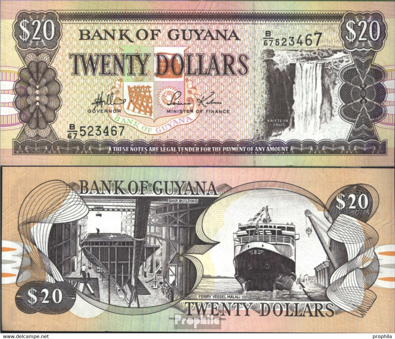 Guyana Pick-Nr: 30d, Signatur 13 Bankfrisch 1996 20 Dollars - Guyana