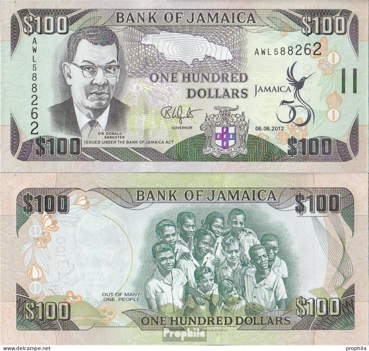 Jamaica Pick-Nr: 90 Bankfrisch 2012 100 Dollars - Jamaique