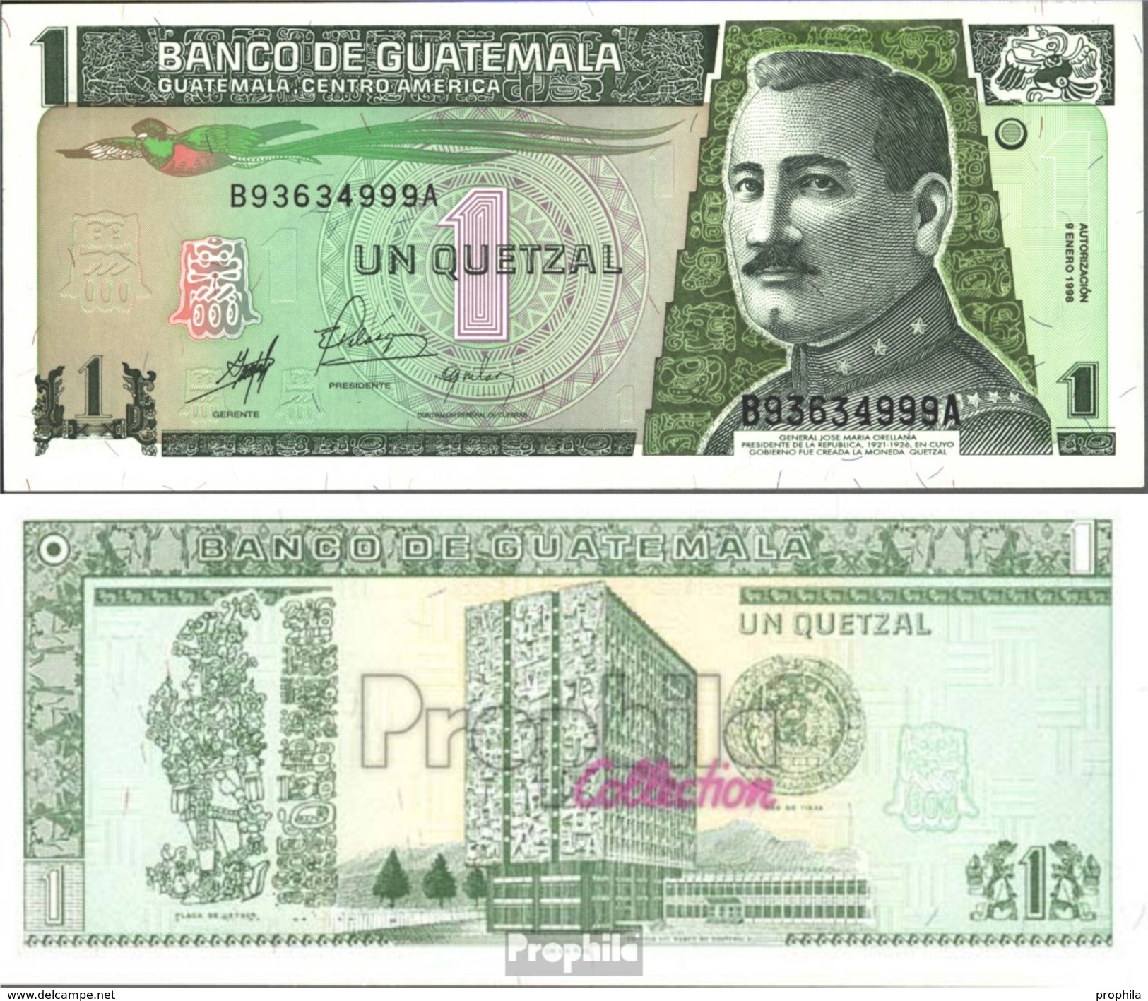 Guatemala Pick-Nr: 99 Bankfrisch 1998 1 Quetzal - Guatemala
