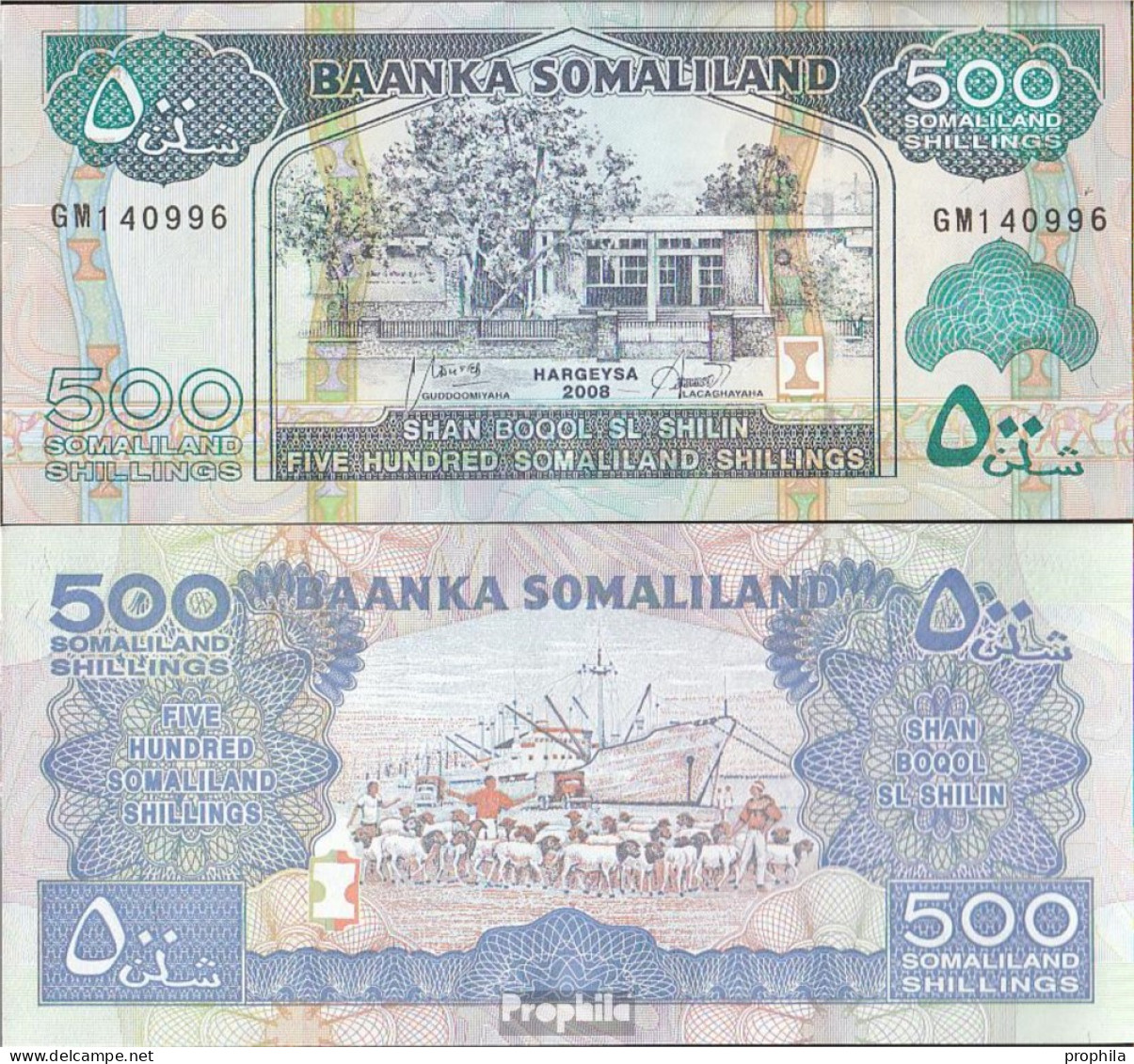 Somaliland Pick-Nr: 6g Bankfrisch 2008 500 Shillings - Somalia