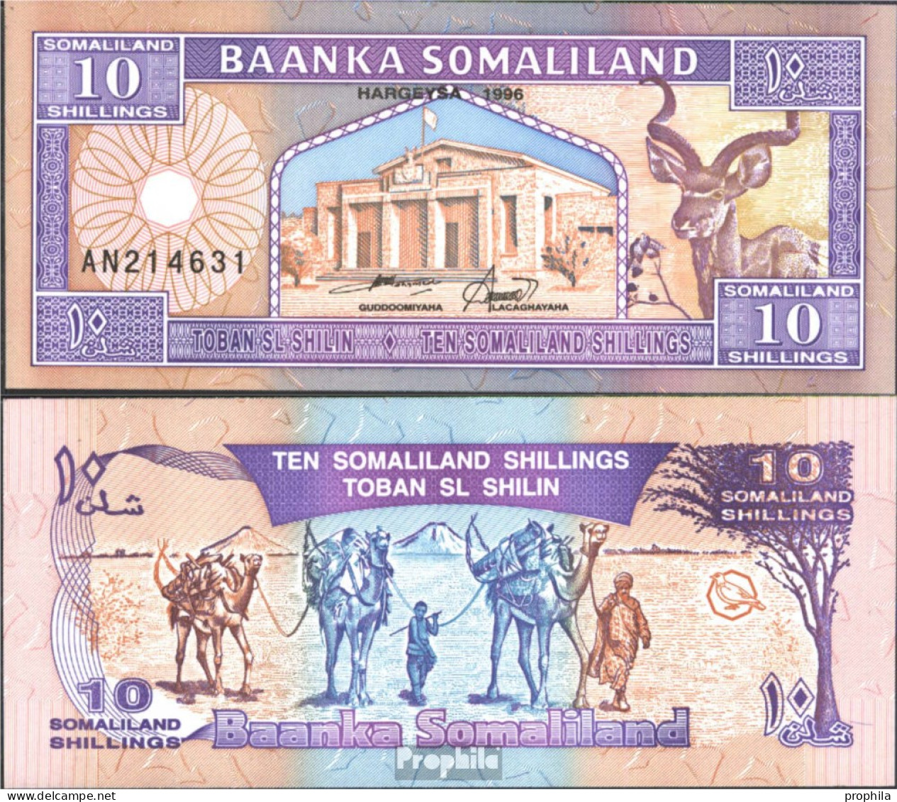 Somaliland Pick-Nr: 2b Bankfrisch 1996 10 Shillings - Somalia