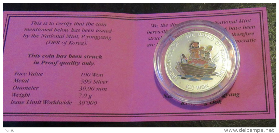 Corée Du Nord - 2 Monnaies Commémoratives 500 Et 100 Won En Argent 999&permil; - 1995 Et 1996 - Colorisées - Proof - Corée Du Nord