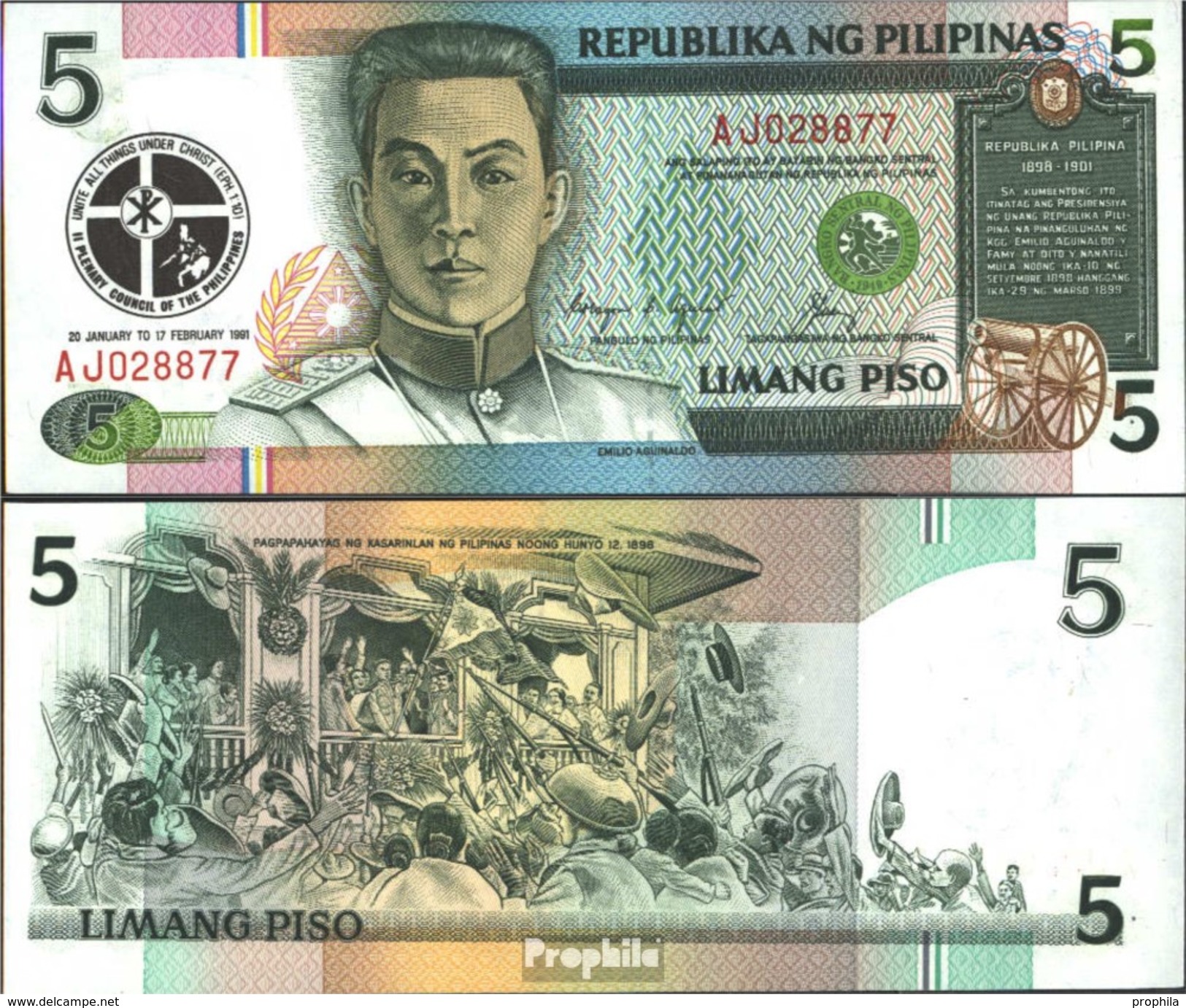 Philippinen Pick-Nr: 179 Bankfrisch 1991 5 Piso - Philippines