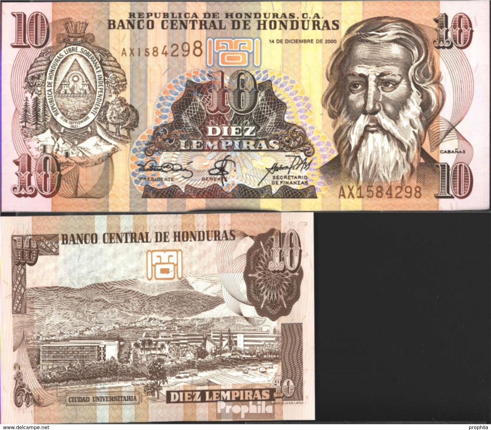 Honduras Pick-Nr: 82d Bankfrisch 2000 10 Lempiras - Honduras