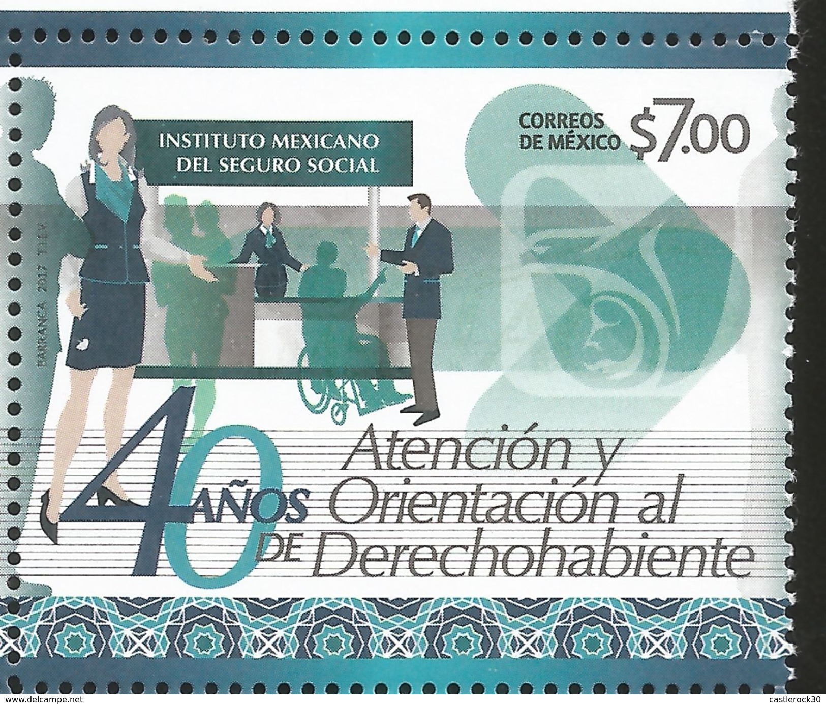 J) 2017 MEXICO, 40 YEARS OF ATTENTION AND ORIENTATION TO THE RIGHTSMAN (IMSS), MNH - Mexique