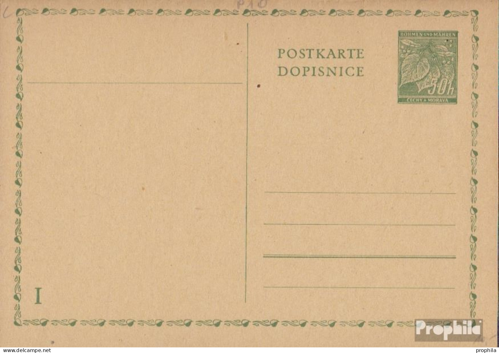 Böhmen Und Mähren P10 Amtliche Postkarte Ungebraucht 1940 Lindenzweig - Sonstige & Ohne Zuordnung