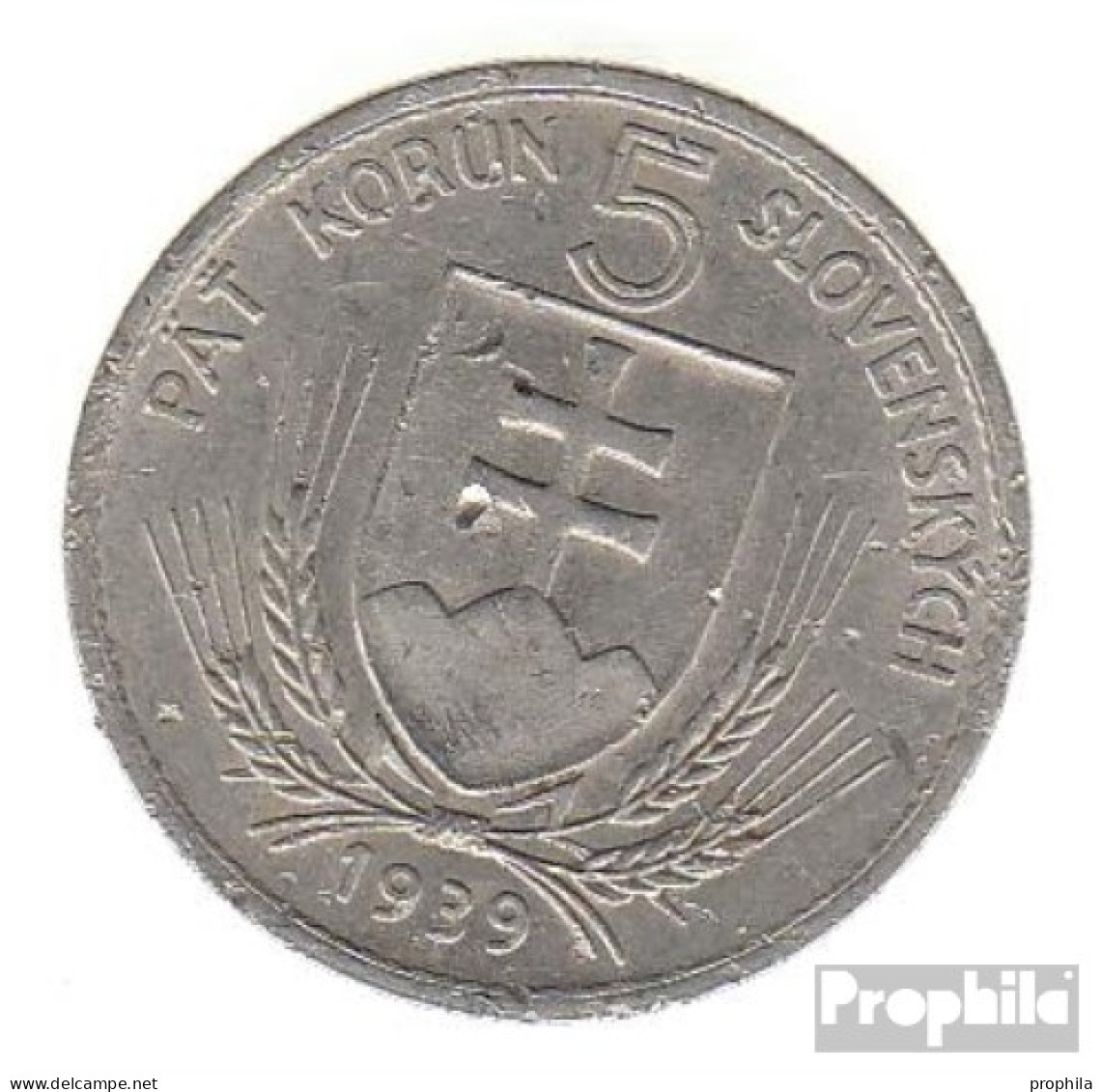 Slowakei KM-Nr. : 2 1939 Sehr Schön Nickel Sehr Schön 1939 5 Korun Wappen - Slovakia