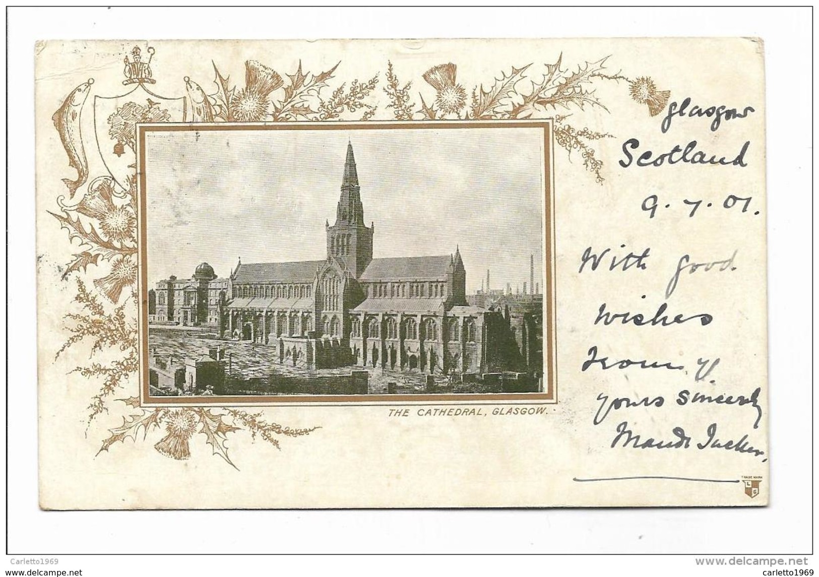 GLASGOW THE  CATHEDRAL VIAGGIATA FP 1901 - Lanarkshire / Glasgow