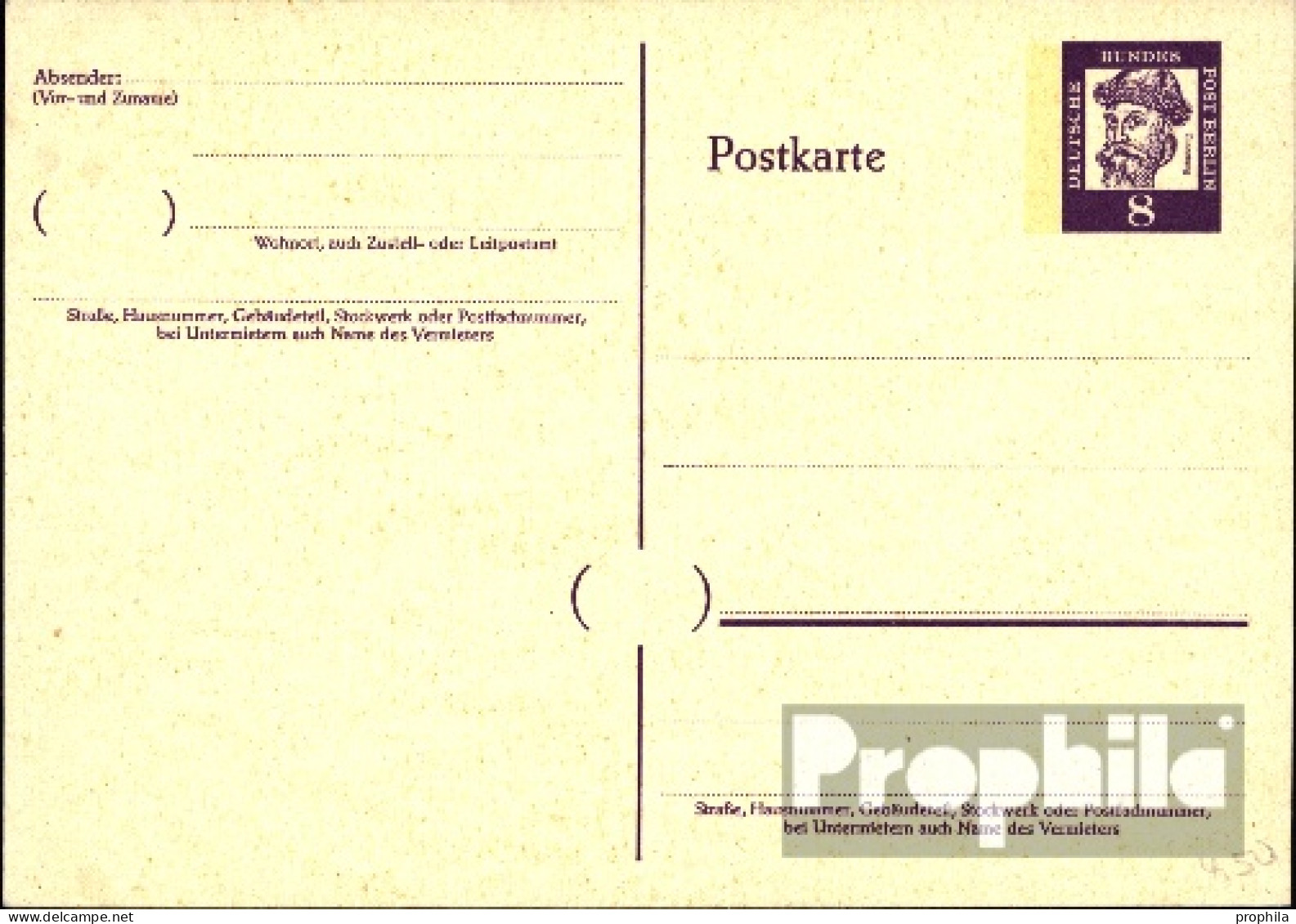 Berlin (West) P50 Amtliche Postkarte Ungebraucht Bed. Deutsche - Postkaarten - Ongebruikt