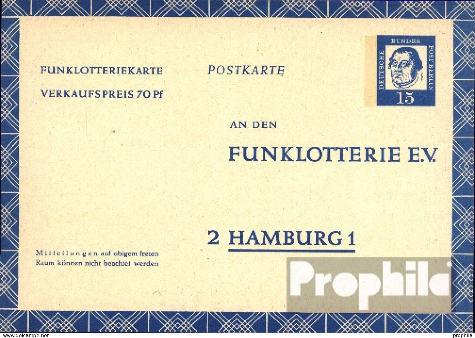 Berlin (West) FP7 Funklotterie-Postkarte Ungebraucht Bed. Deutsche - Postales - Nuevos