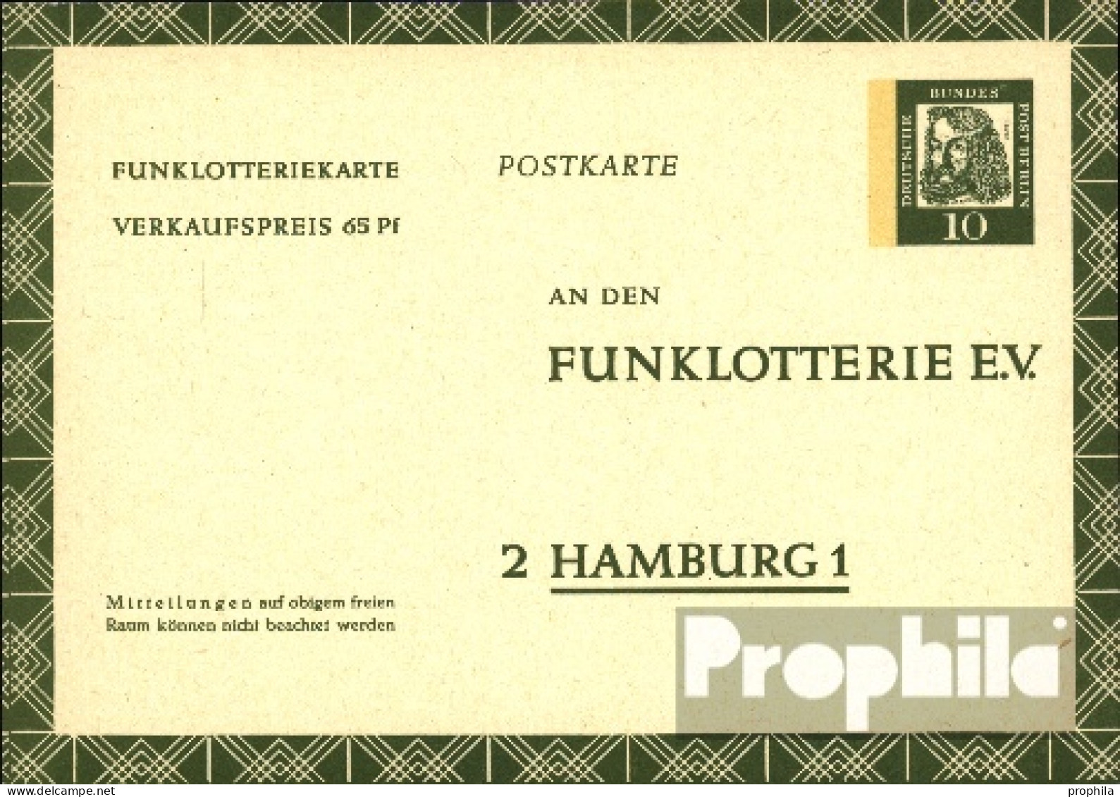 Berlin (West) FP6 Funklotterie-Postkarte Ungebraucht Bed. Deutsche - Postcards - Mint