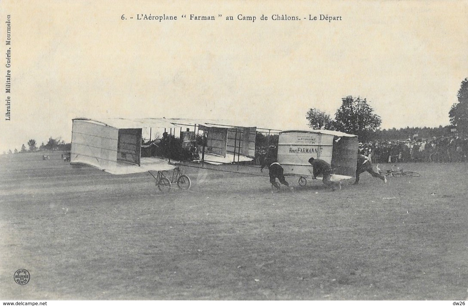 L'Aéroplane "Farman" Au Camp De Châlons - Le Départ - Librairie Militaire Guérin - Carte Non Circulée - ....-1914: Precursores