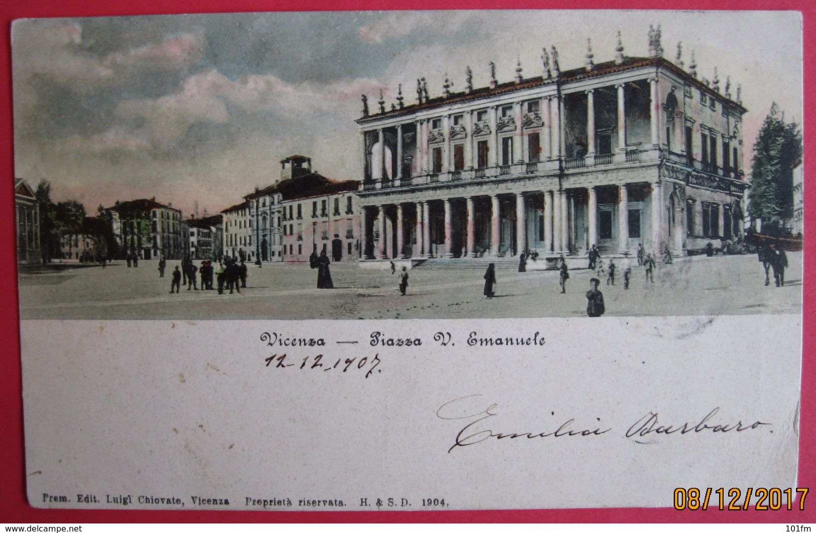 VICENZA - PIAZZA V. EMANUELE, VIAGGIATA 1907 - Vicenza