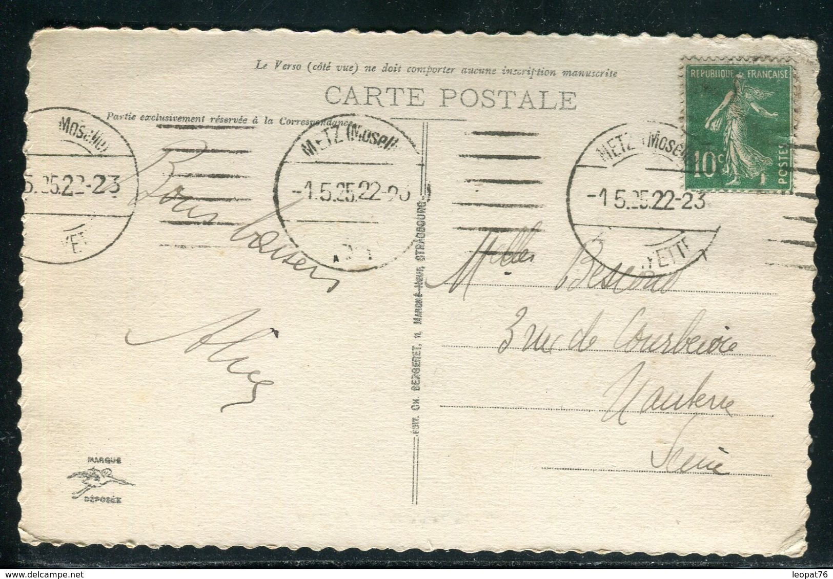 France - Oblitération Mécanique De Metz En 1925 Sur Carte Postale - Ref D40 - 1921-1960: Période Moderne