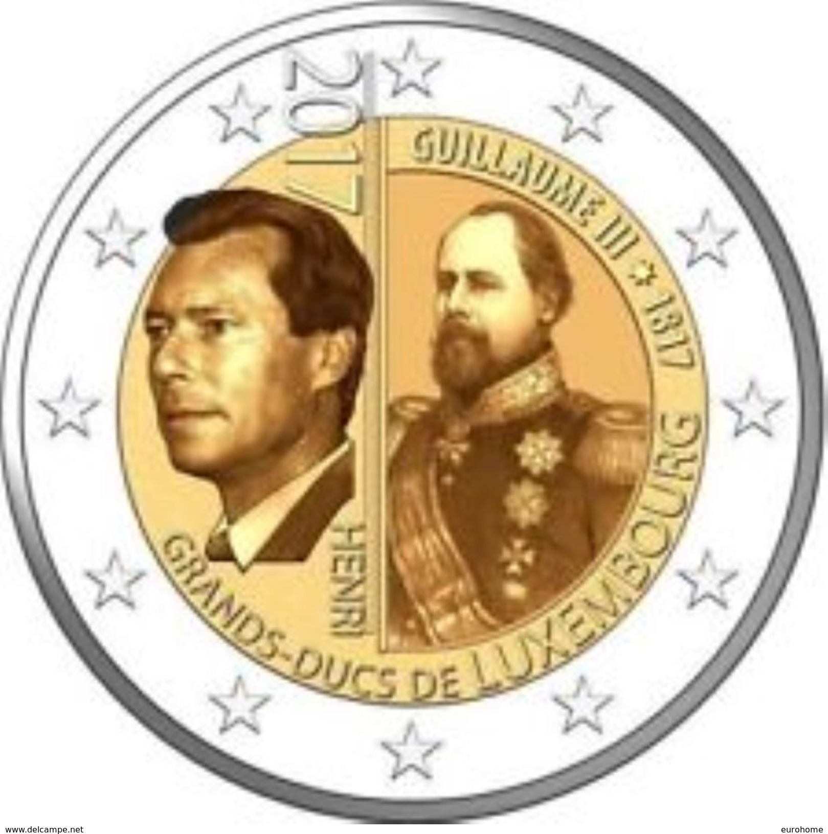 Luxemburg  2017  2 Euro Comm. 200ste Verjaadag Grand Duc Guillaume III  UNC Uit De Rol  UNC Du Rouleaux  LEVERBAAR !!! - Lussemburgo