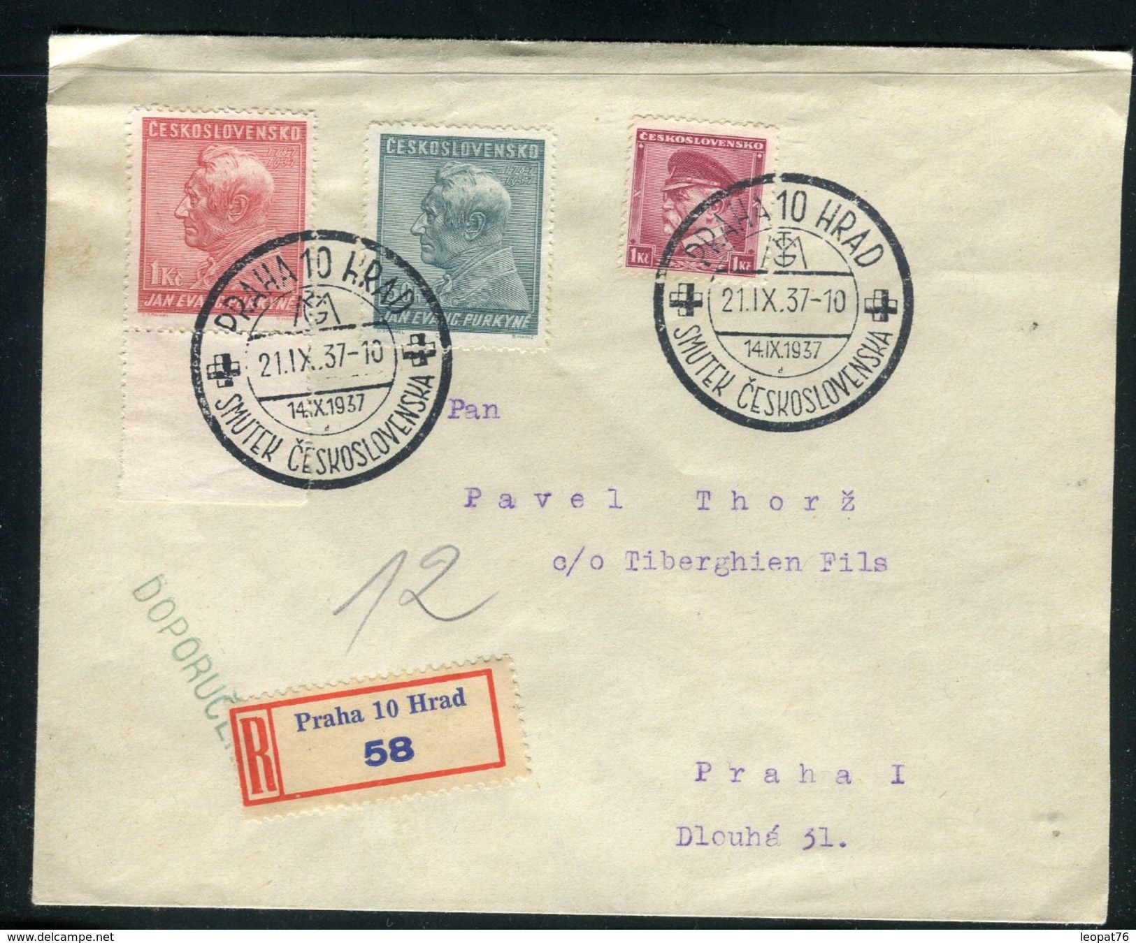 Tchécoslovaquie - Enveloppe En Recommandé De Prague En 1937 , Affranchissement Plaisant - Ref D56 - Lettres & Documents