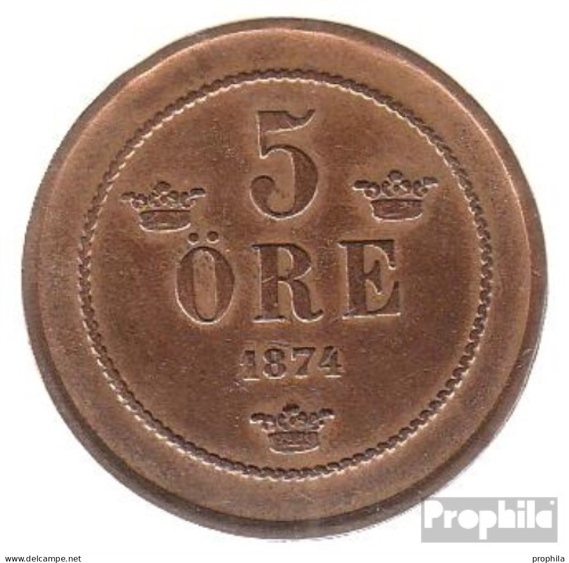 Schweden KM-Nr. : 736 1875 Sehr Schön Bronze Sehr Schön 1875 5 Öre Gekröntes Monogramm - Zweden