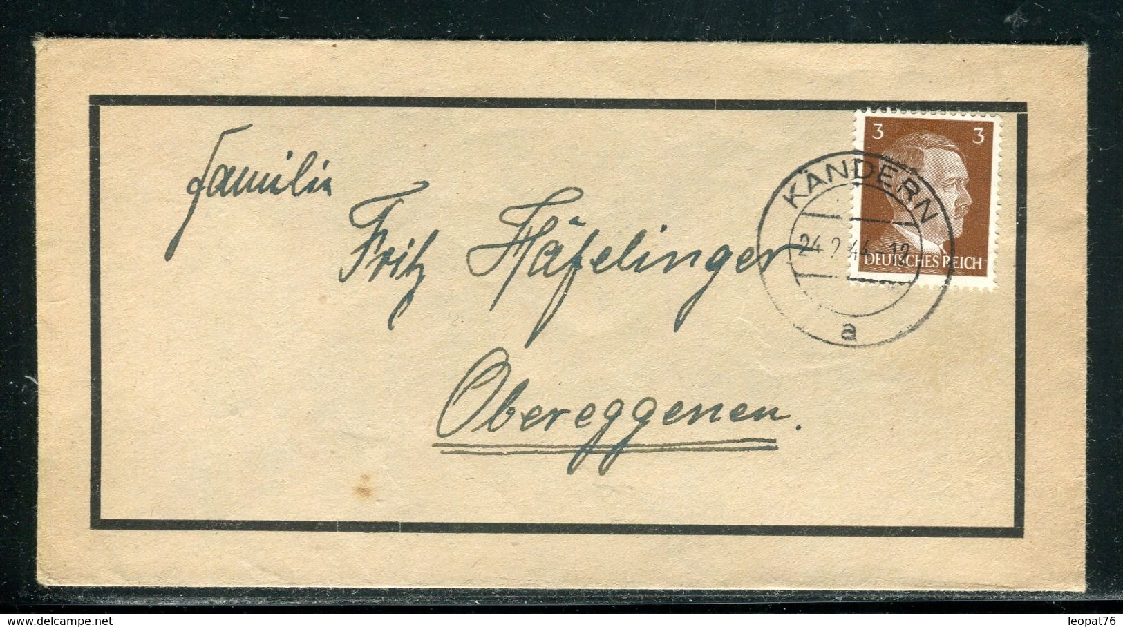 Allemagne - Enveloppe De Kändern Pour Obereggenen En 1944 - Ref D62 - Briefe U. Dokumente